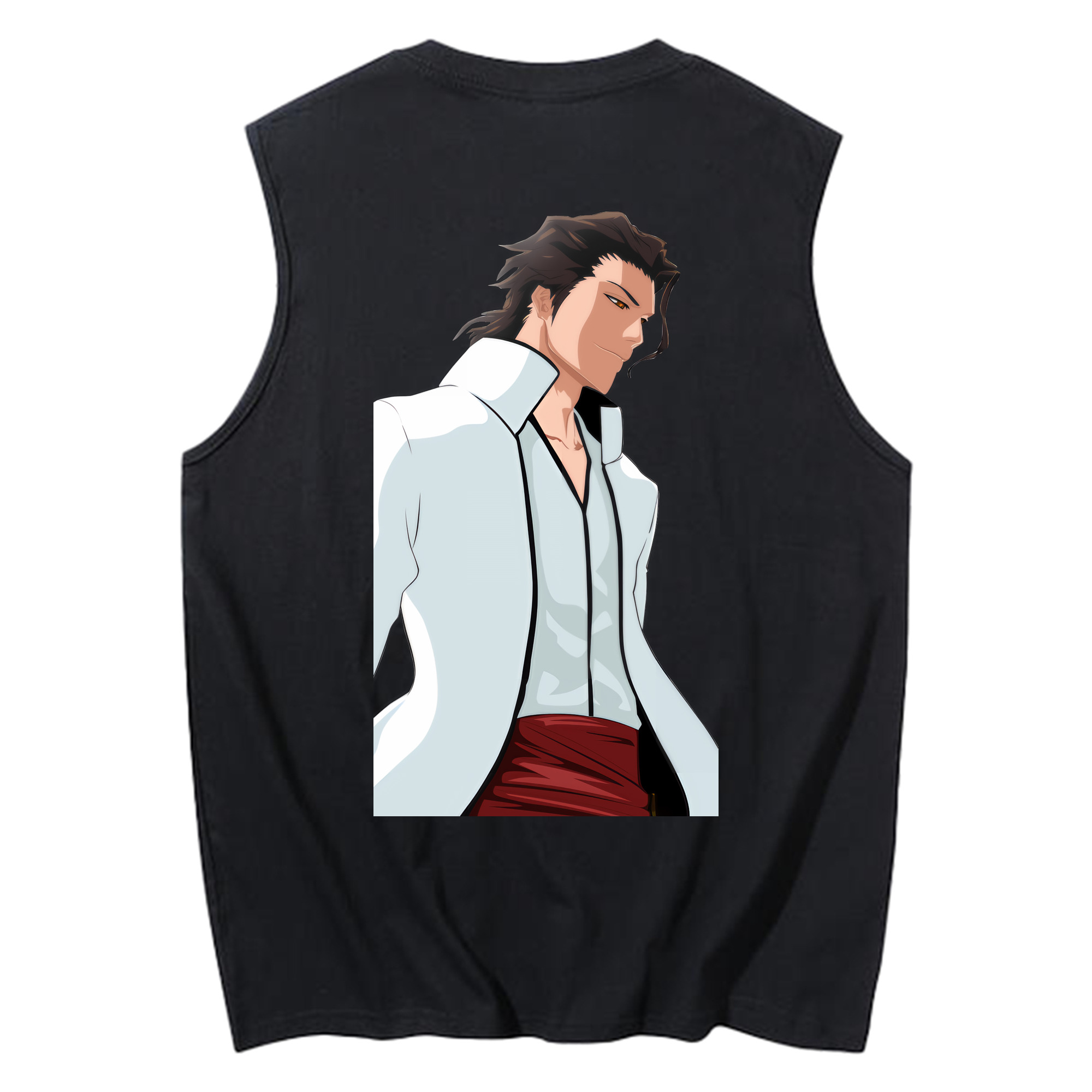 （画像用） ブリーチ 藍染 惣右介（あいぜん そうすけ） BLEACH Aizen Sousuke コットン100％タンクトップ（背面プリント）