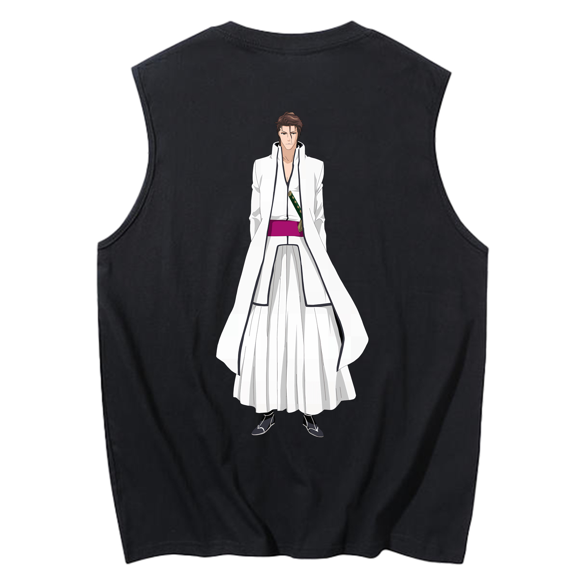 （画像用） ブリーチ 藍染 惣右介（あいぜん そうすけ） BLEACH Aizen Sousuke コットン100％タンクトップ（背面プリント）