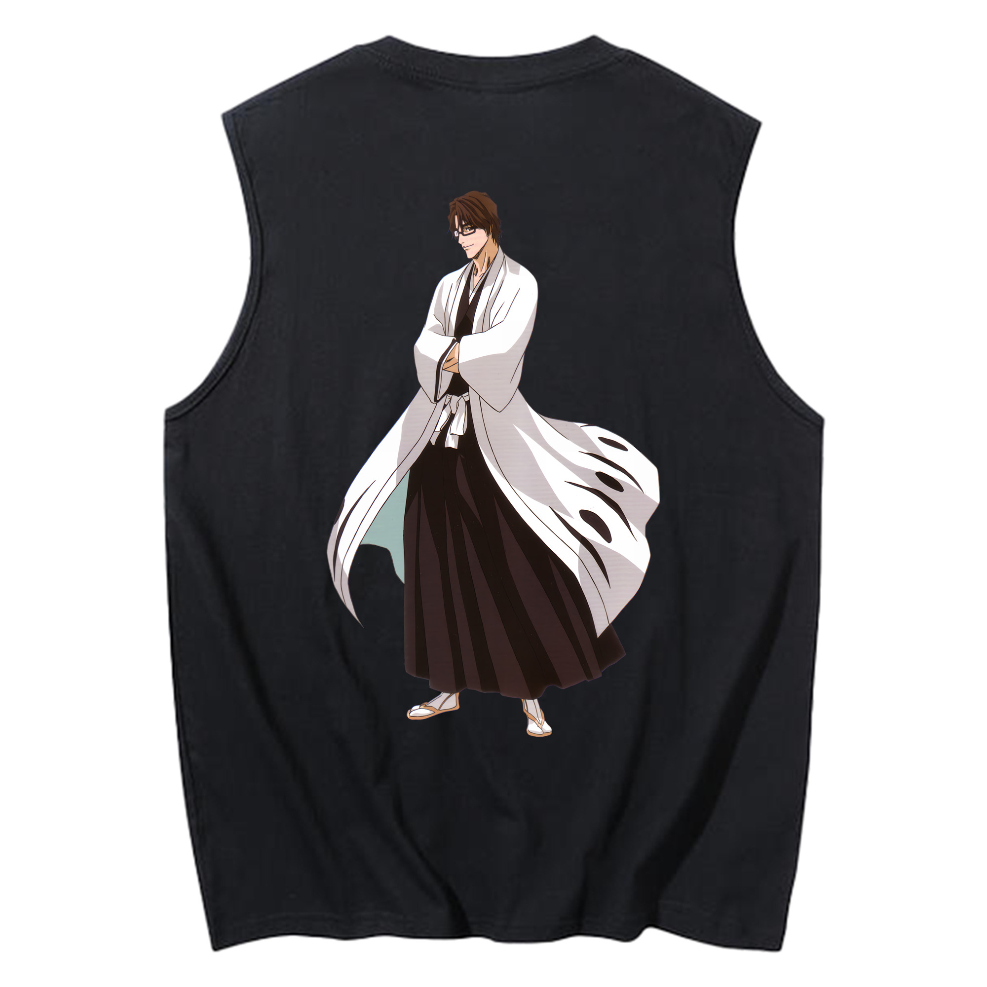 （画像用） ブリーチ 藍染 惣右介（あいぜん そうすけ） BLEACH Aizen Sousuke コットン100％タンクトップ（背面プリント）