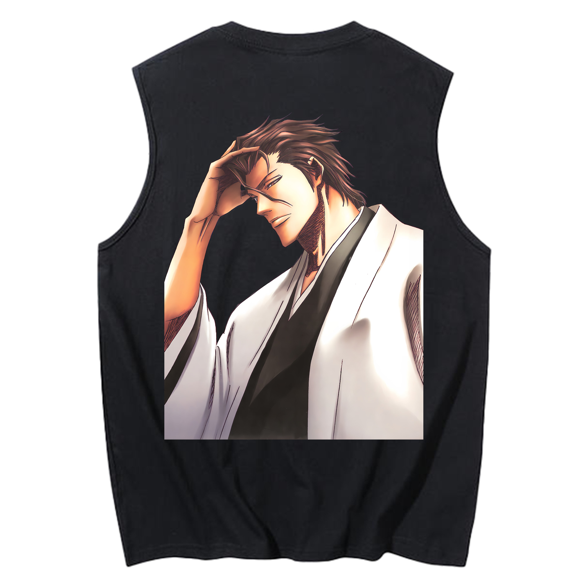 （画像用） ブリーチ 藍染 惣右介（あいぜん そうすけ） BLEACH Aizen Sousuke コットン100％タンクトップ（背面プリント）