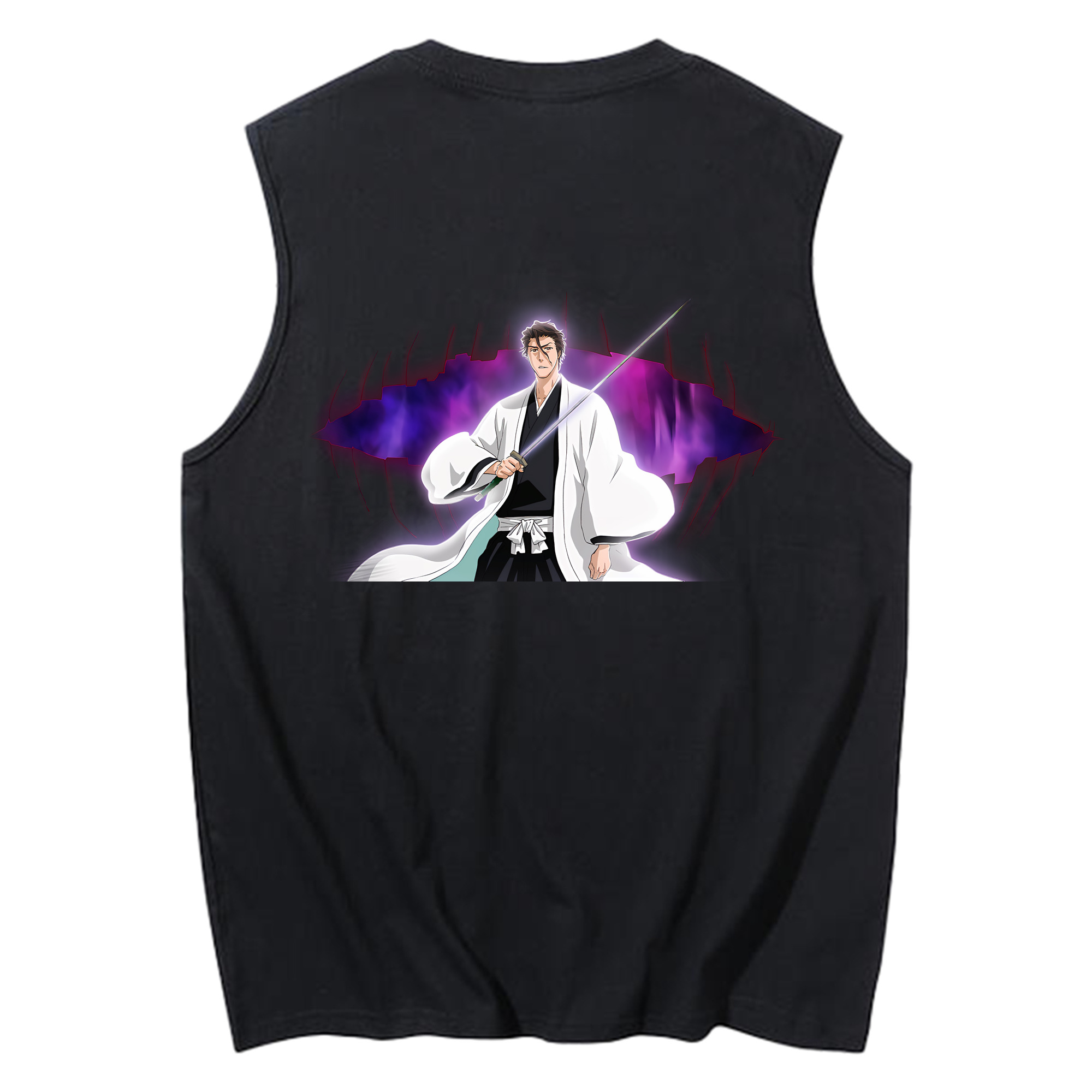 （画像用） ブリーチ 藍染 惣右介（あいぜん そうすけ） BLEACH Aizen Sousuke コットン100％タンクトップ（背面プリント）