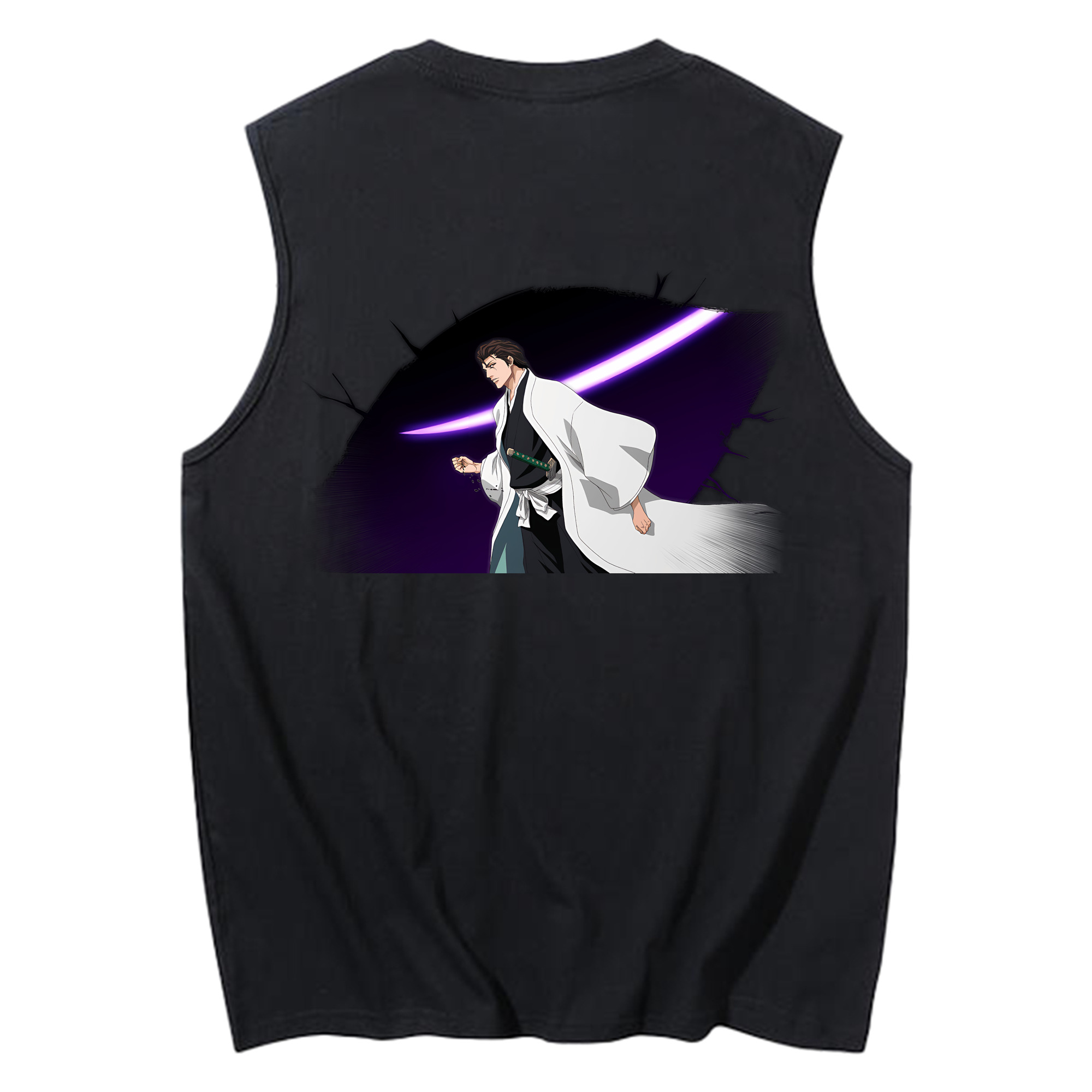 （画像用） ブリーチ 藍染 惣右介（あいぜん そうすけ） BLEACH Aizen Sousuke コットン100％タンクトップ（背面プリント）
