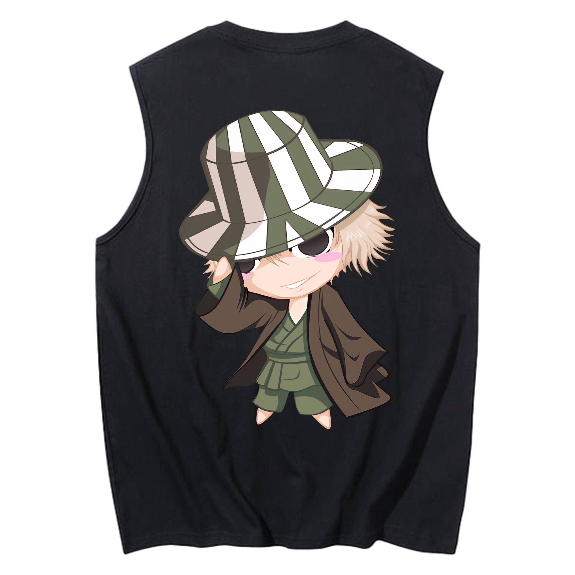 （画像用） "ブリーチ 浦原 喜助（うらはら きすけ） BLEACH Urahara Kisuke " コットン100％タンクトップ（背面プリント）