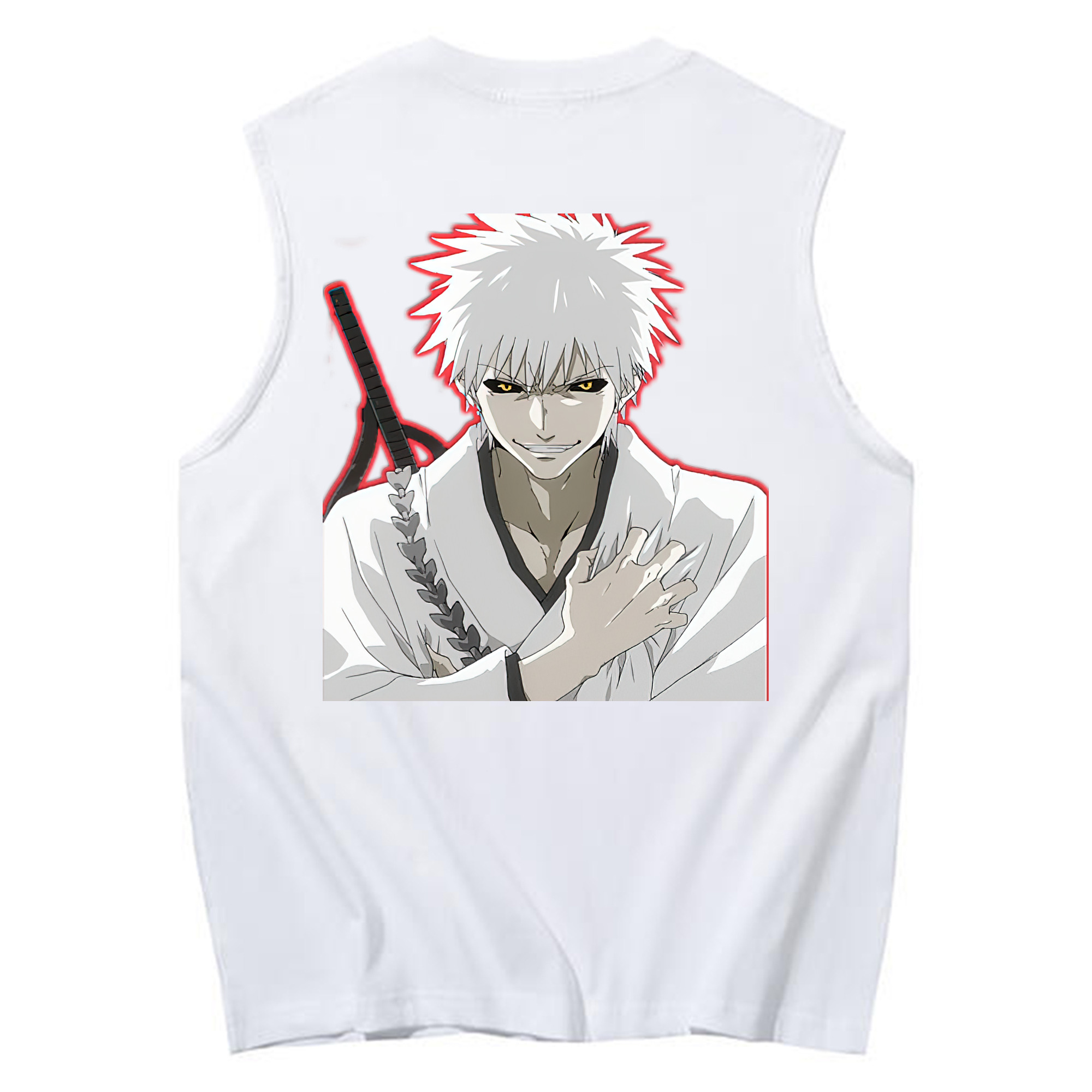 （画像用） ブリーチ 黒崎一護（くろさき いちご）BLEACH Kurosaki Ichigo コットン100％タンクトップ（背面プリント）