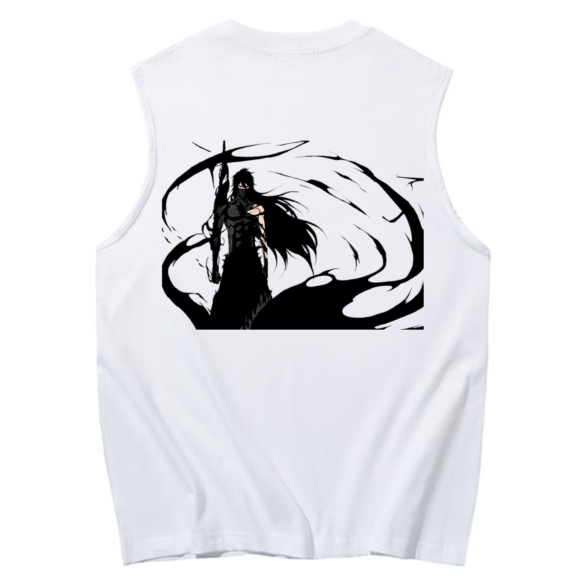 （画像用） ブリーチ 黒崎一護（くろさき いちご）BLEACH Kurosaki Ichigo コットン100％タンクトップ（背面プリント）