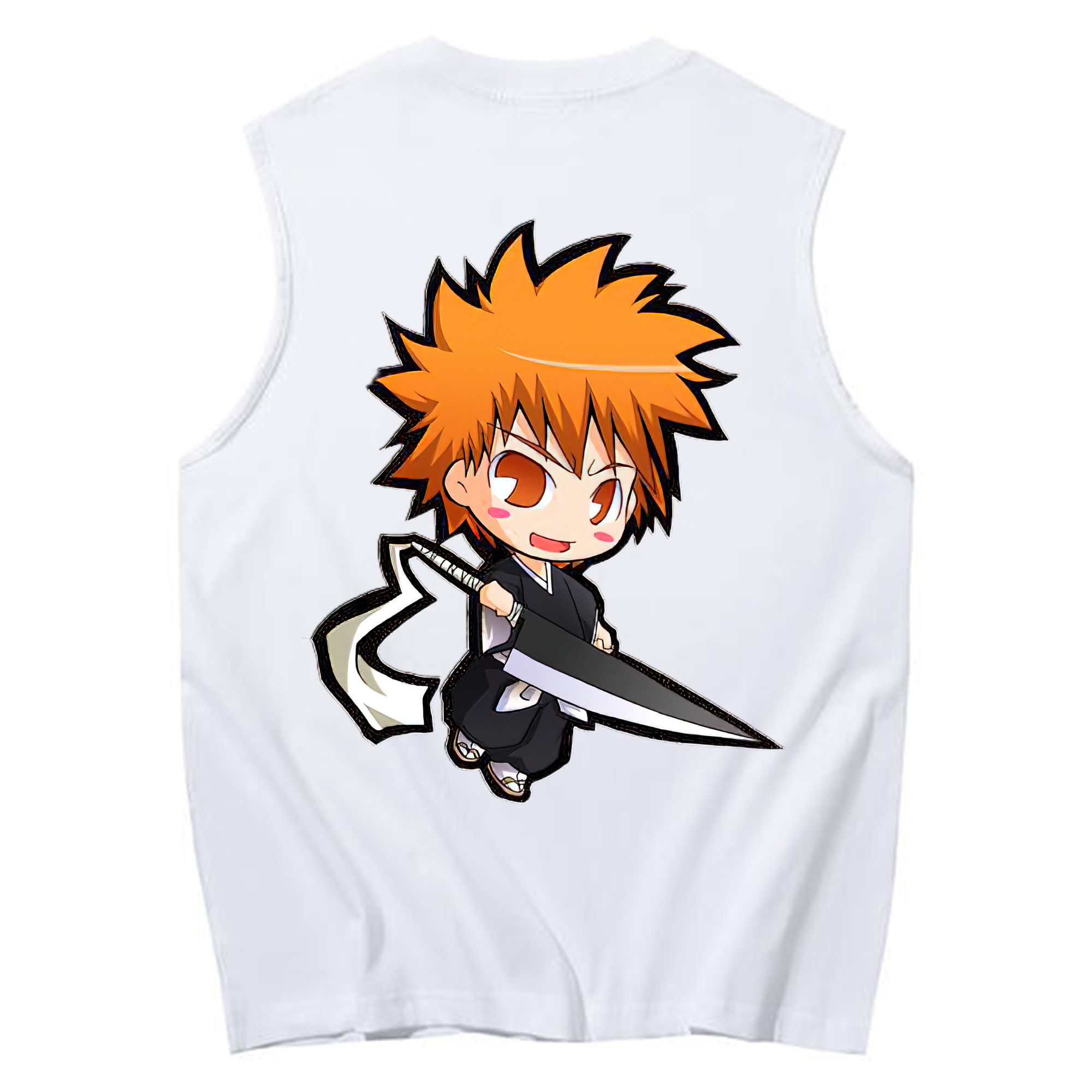 （画像用） ブリーチ 黒崎一護（くろさき いちご）BLEACH Kurosaki Ichigo コットン100％タンクトップ（背面プリント）