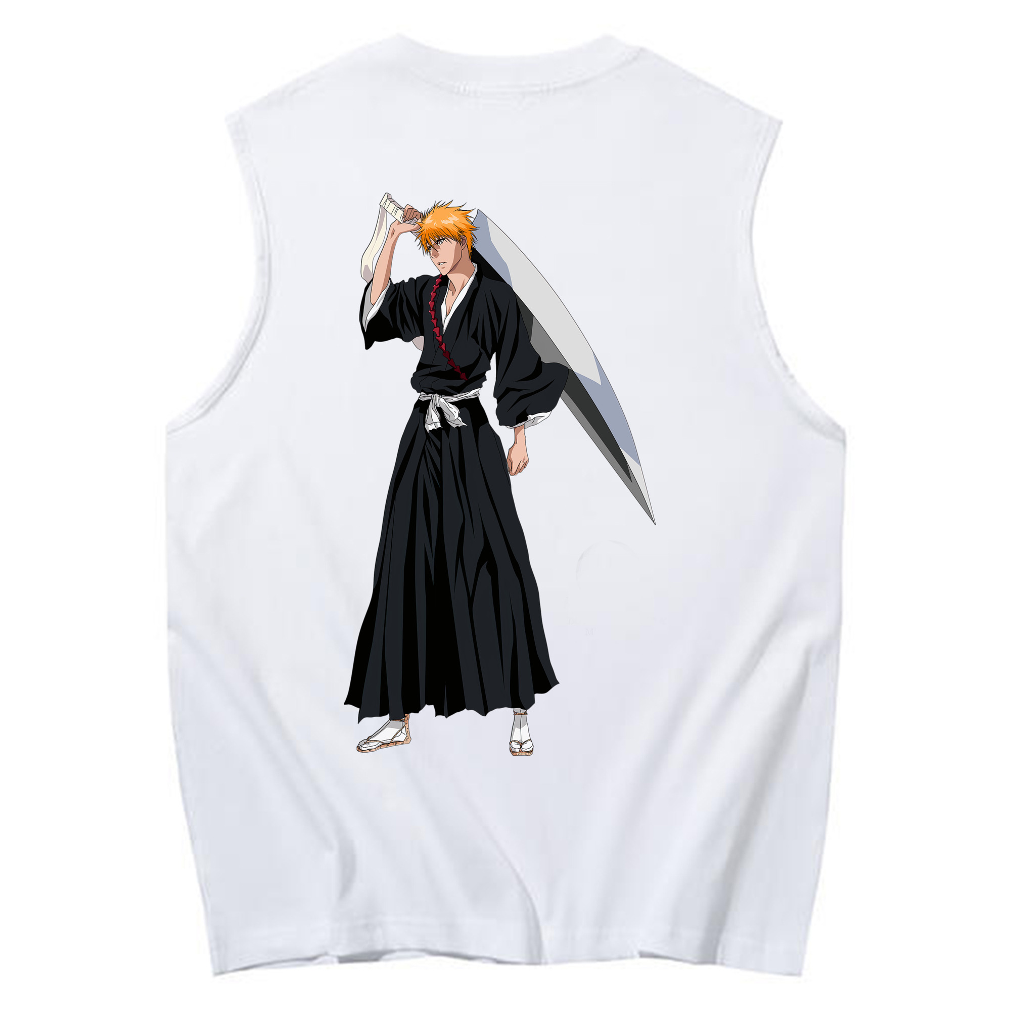 （画像用） ブリーチ 黒崎一護（くろさき いちご）BLEACH Kurosaki Ichigo コットン100％タンクトップ（背面プリント）