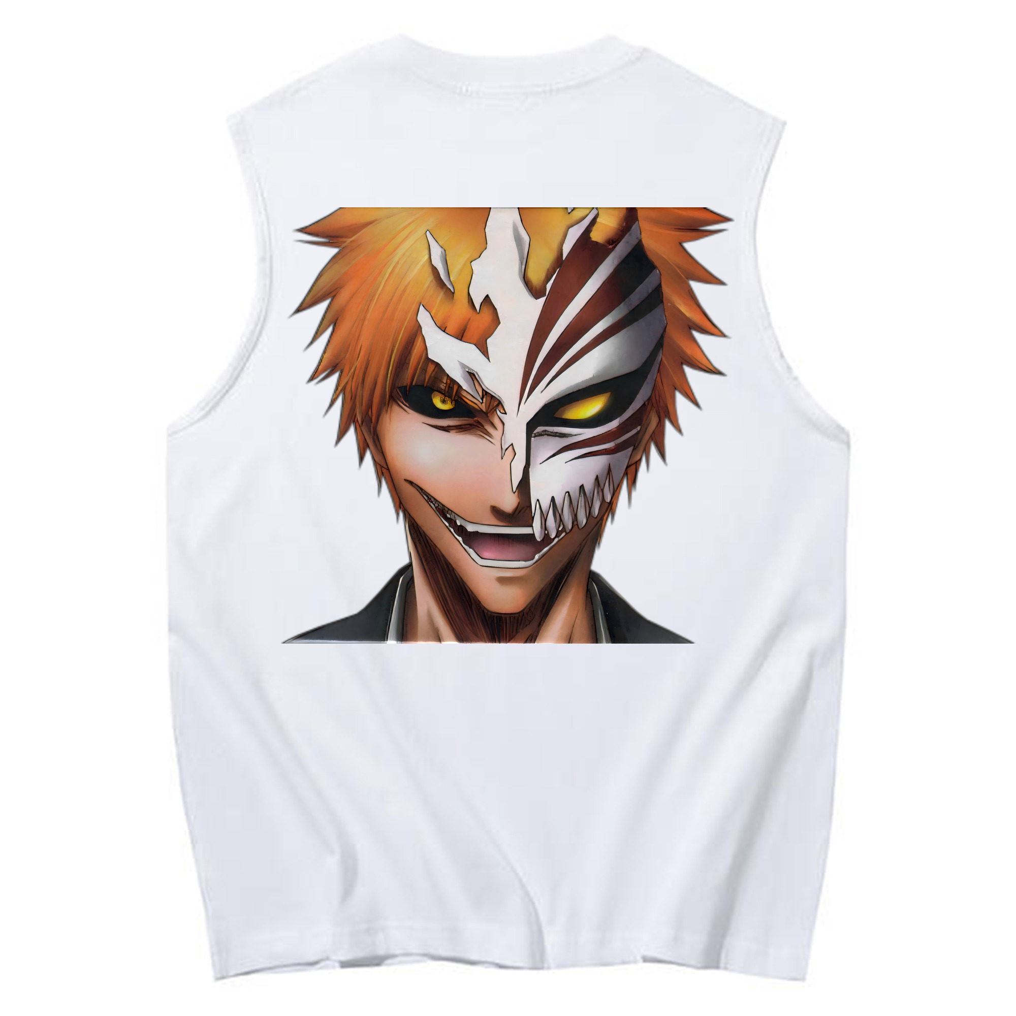 （画像用） ブリーチ 黒崎一護（くろさき いちご）BLEACH Kurosaki Ichigo コットン100％タンクトップ（背面プリント）