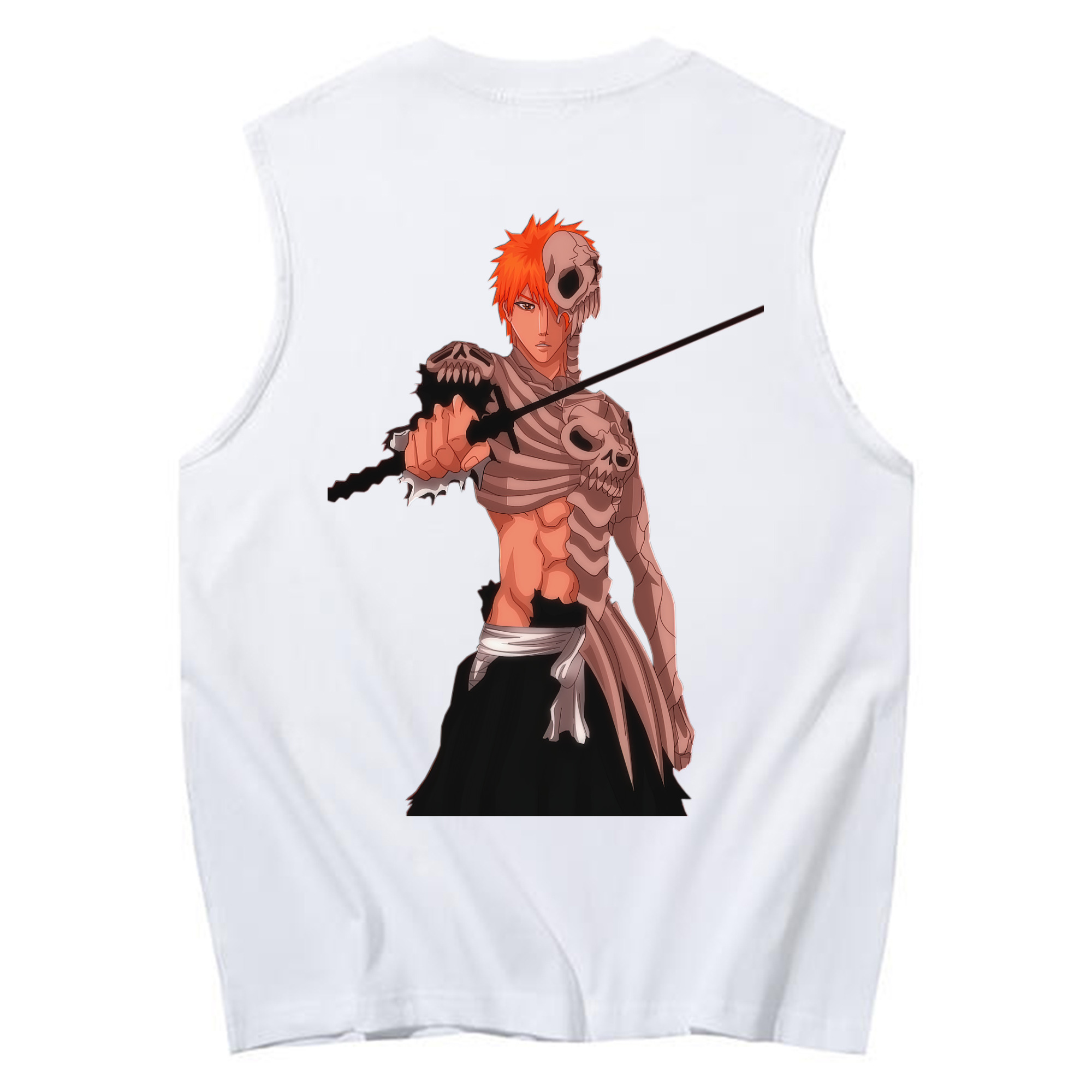 （画像用） ブリーチ 黒崎一護（くろさき いちご）BLEACH Kurosaki Ichigo コットン100％タンクトップ（背面プリント）