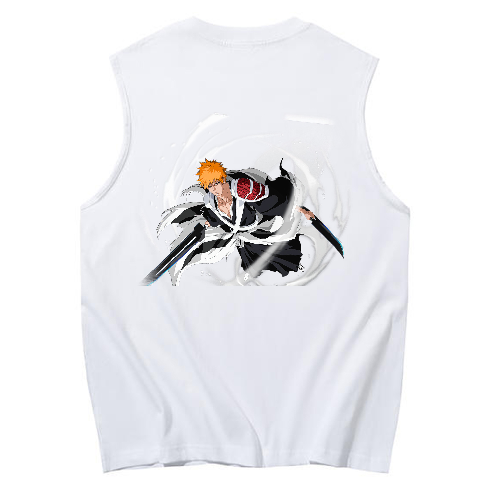 （画像用） ブリーチ 黒崎一護（くろさき いちご）BLEACH Kurosaki Ichigo コットン100％タンクトップ（背面プリント）
