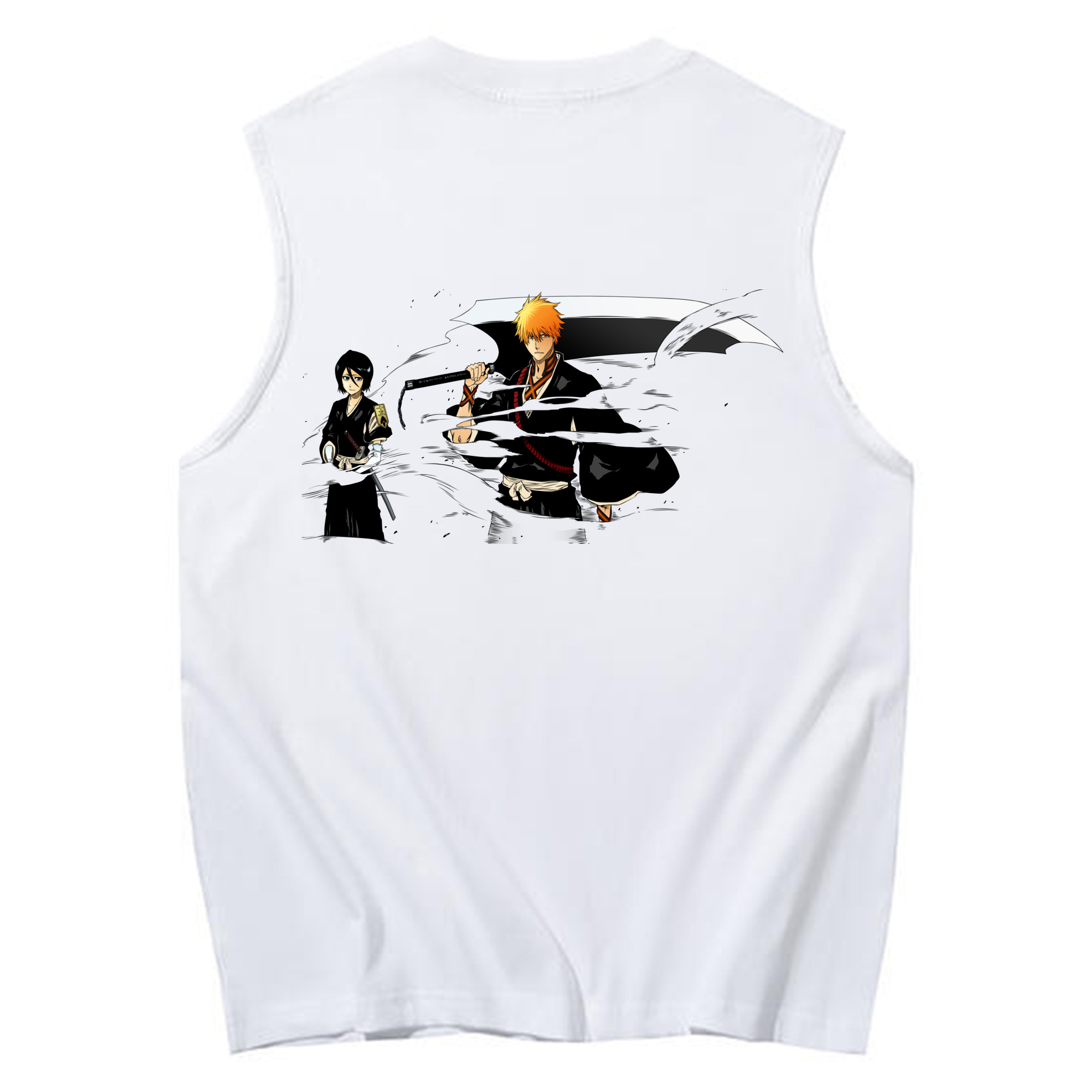 （画像用） ブリーチ 黒崎一護（くろさき いちご）BLEACH Kurosaki Ichigo コットン100％タンクトップ（背面プリント）