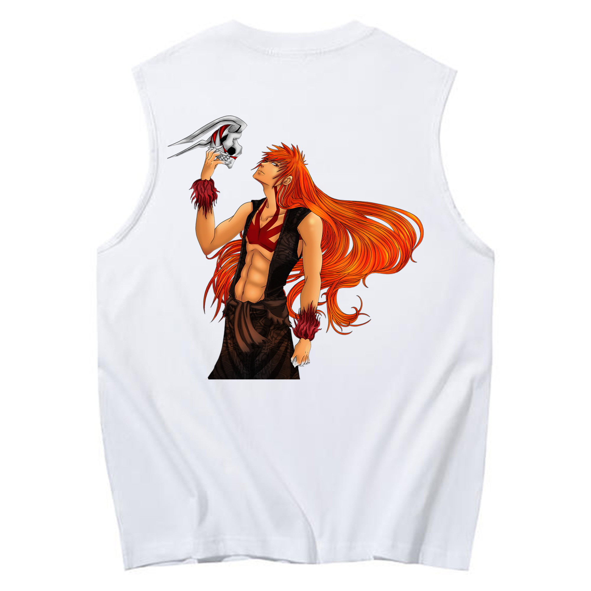 （画像用） ブリーチ 黒崎一護（くろさき いちご）BLEACH Kurosaki Ichigo コットン100％タンクトップ（背面プリント）