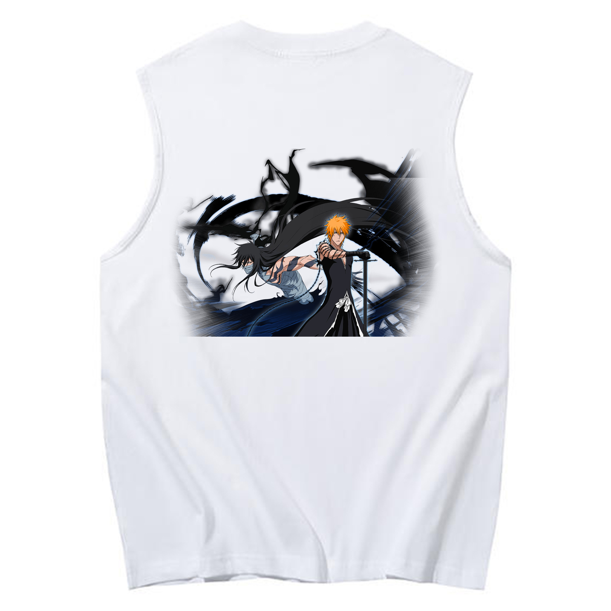 （画像用） ブリーチ 黒崎一護（くろさき いちご）BLEACH Kurosaki Ichigo コットン100％タンクトップ（背面プリント）