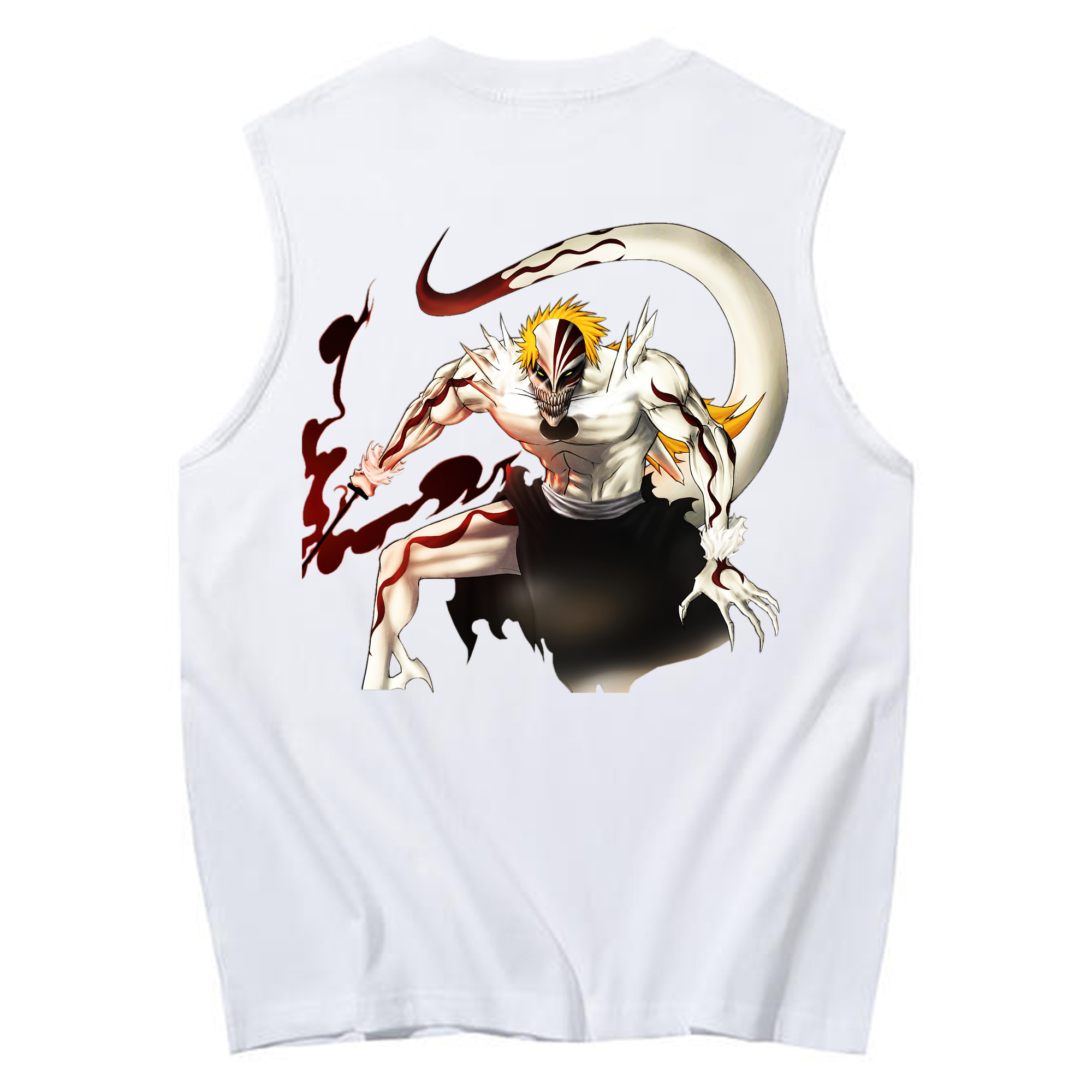 （画像用） ブリーチ 黒崎一護（くろさき いちご）BLEACH Kurosaki Ichigo コットン100％タンクトップ（背面プリント）