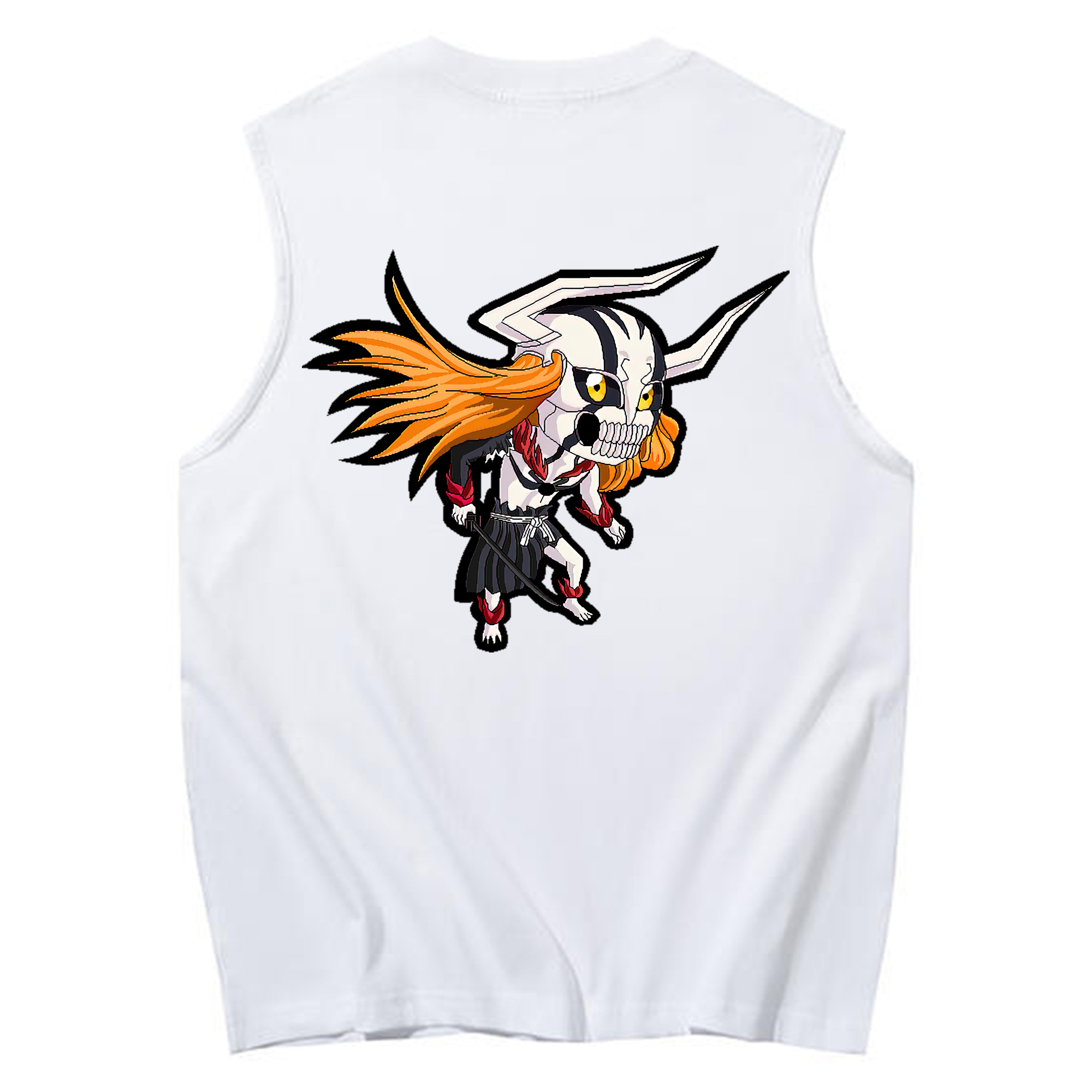 （画像用） ブリーチ 黒崎一護（くろさき いちご）BLEACH Kurosaki Ichigo コットン100％タンクトップ（背面プリント）