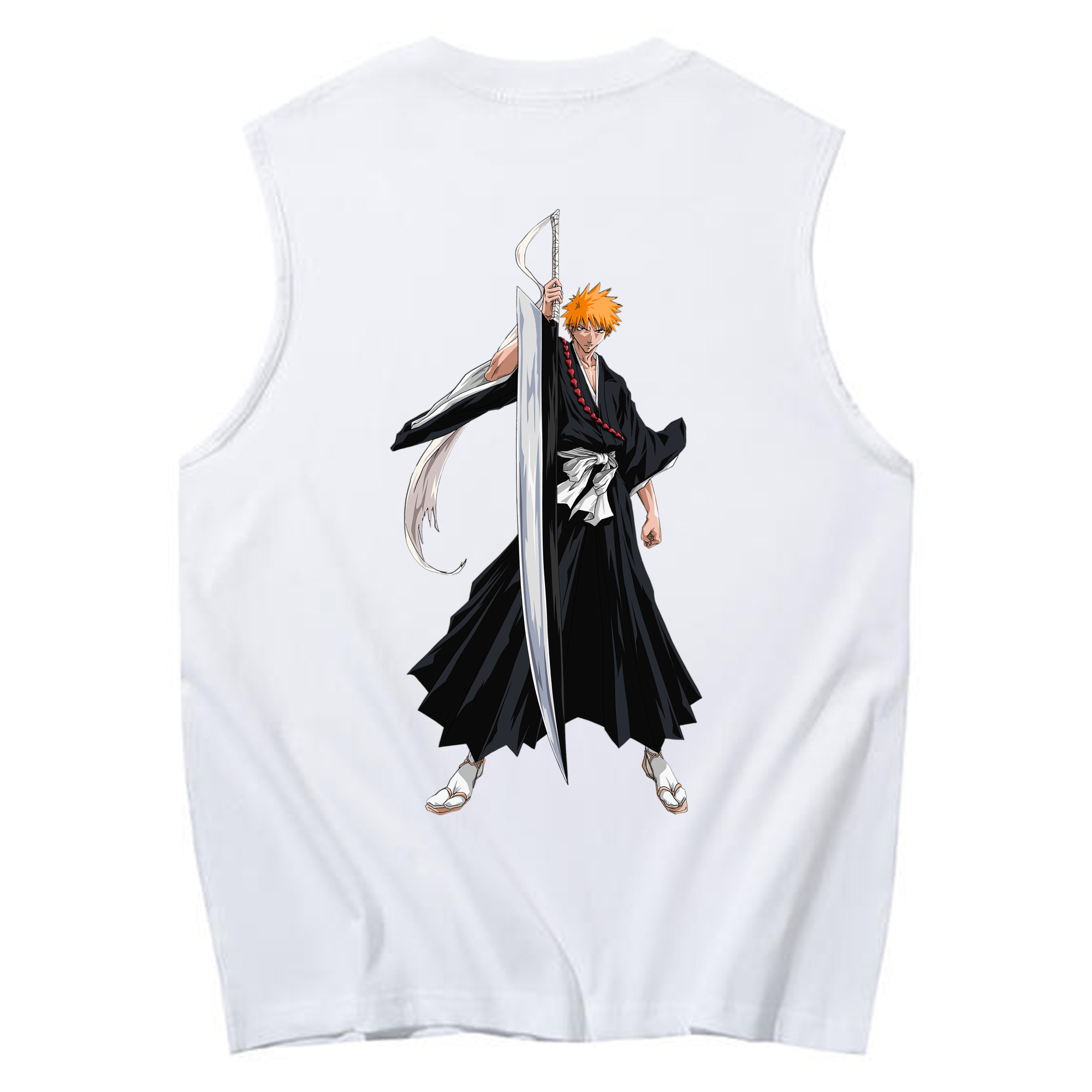 （画像用） ブリーチ 黒崎一護（くろさき いちご）BLEACH Kurosaki Ichigo コットン100％タンクトップ（背面プリント）