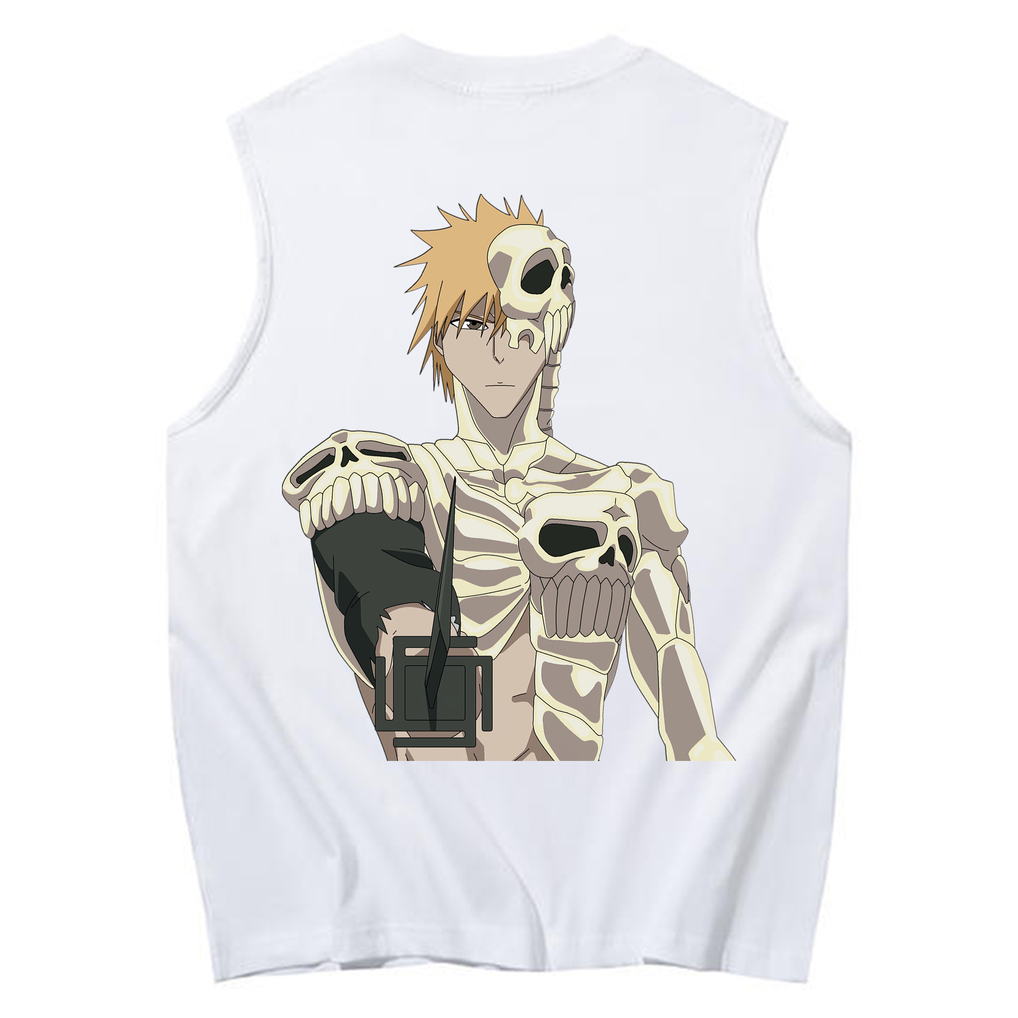 （画像用） ブリーチ 黒崎一護（くろさき いちご）BLEACH Kurosaki Ichigo コットン100％タンクトップ（背面プリント）