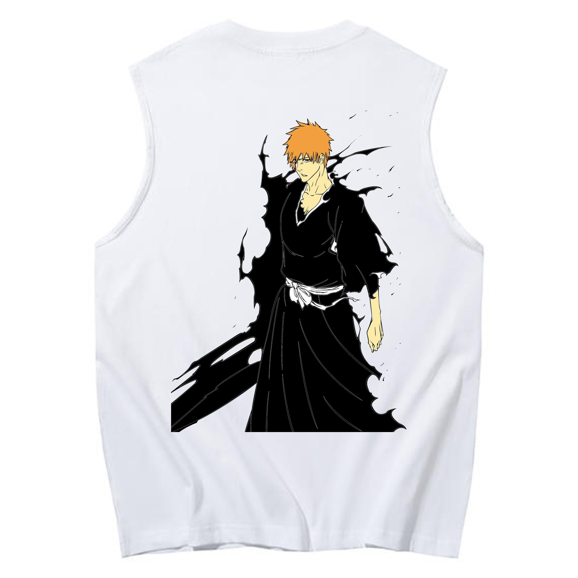 （画像用） ブリーチ 黒崎一護（くろさき いちご）BLEACH Kurosaki Ichigo コットン100％タンクトップ（背面プリント）