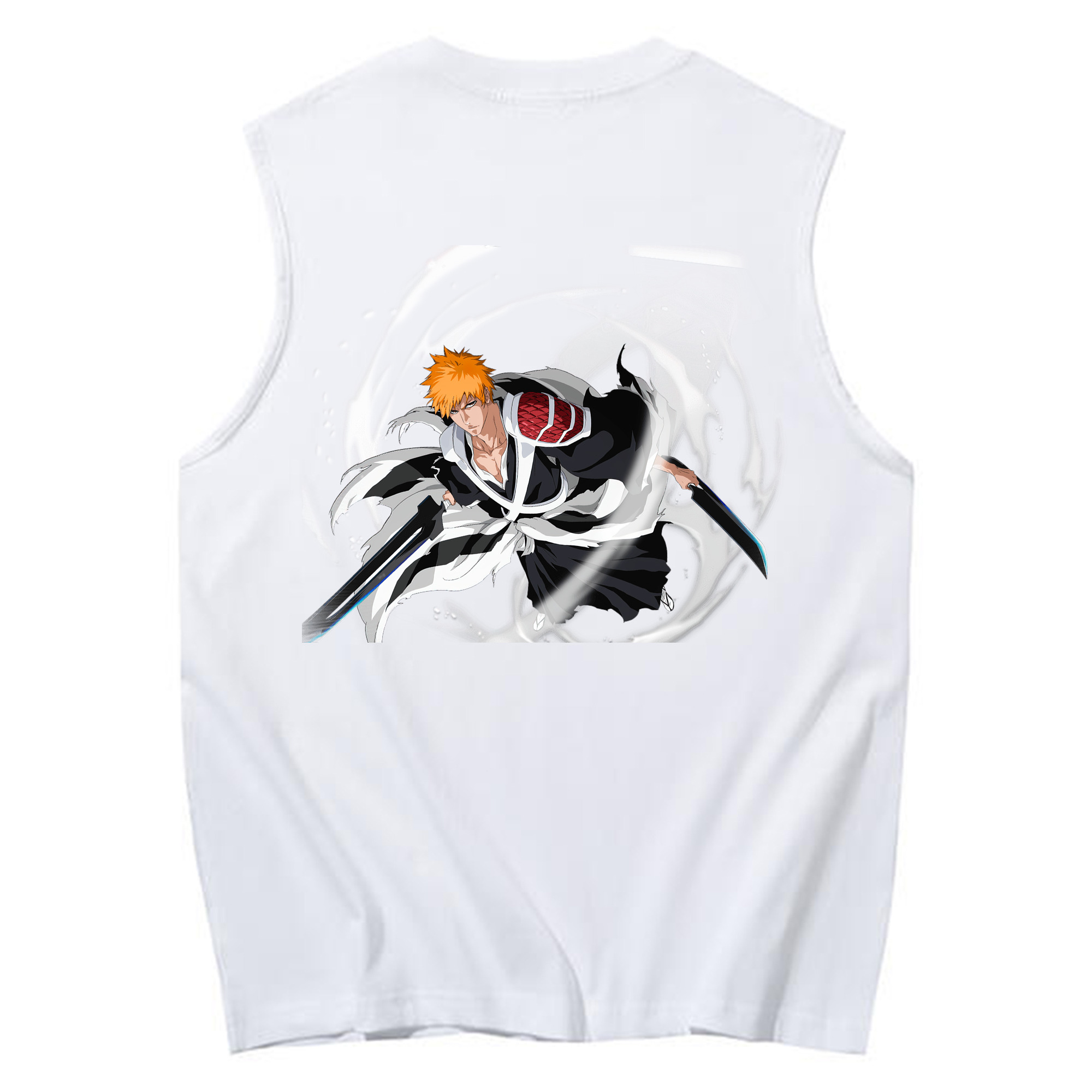 （画像用） ブリーチ 黒崎一護（くろさき いちご）BLEACH Kurosaki Ichigo コットン100％タンクトップ（背面プリント）