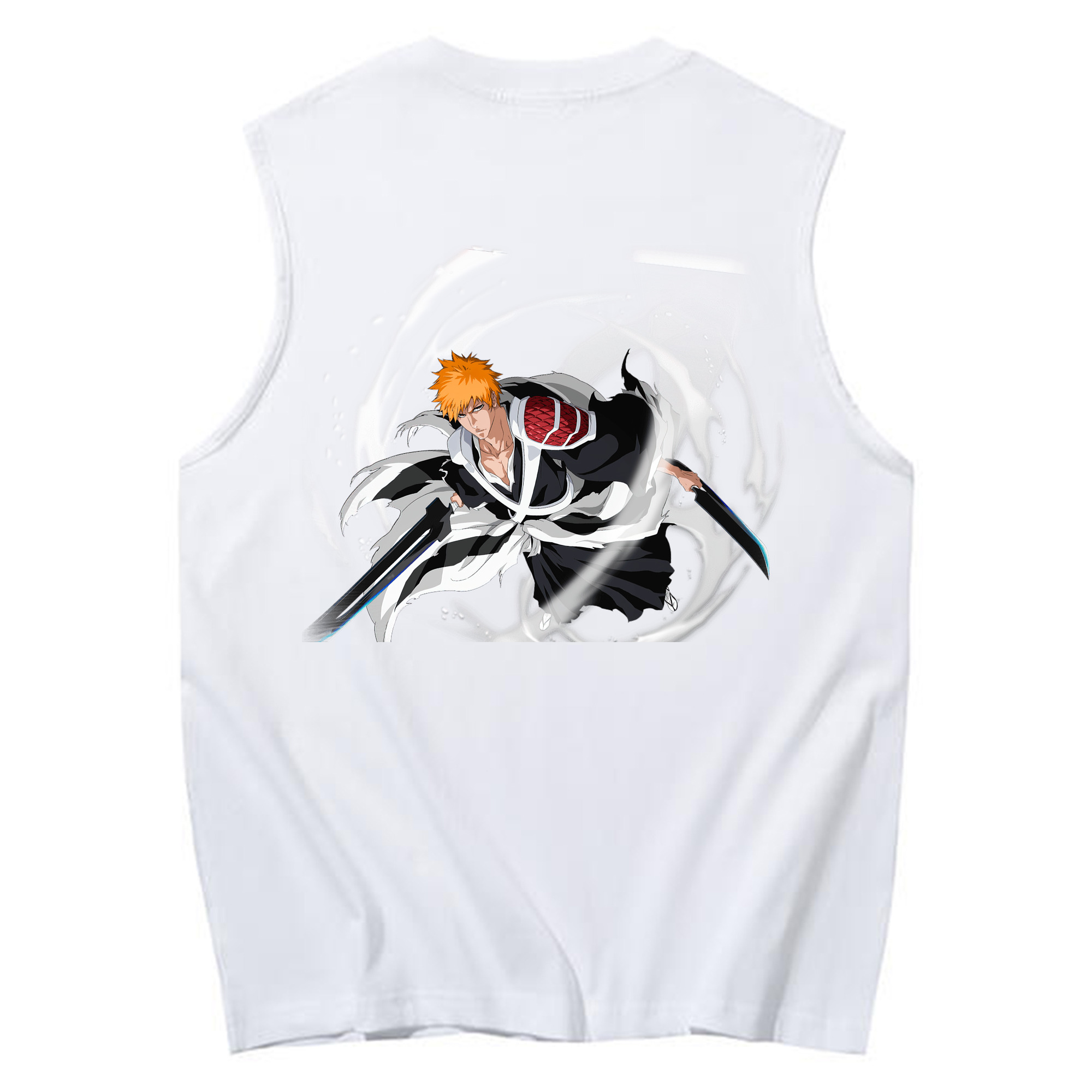 （画像用） ブリーチ 黒崎一護（くろさき いちご）BLEACH Kurosaki Ichigo コットン100％タンクトップ（背面プリント）