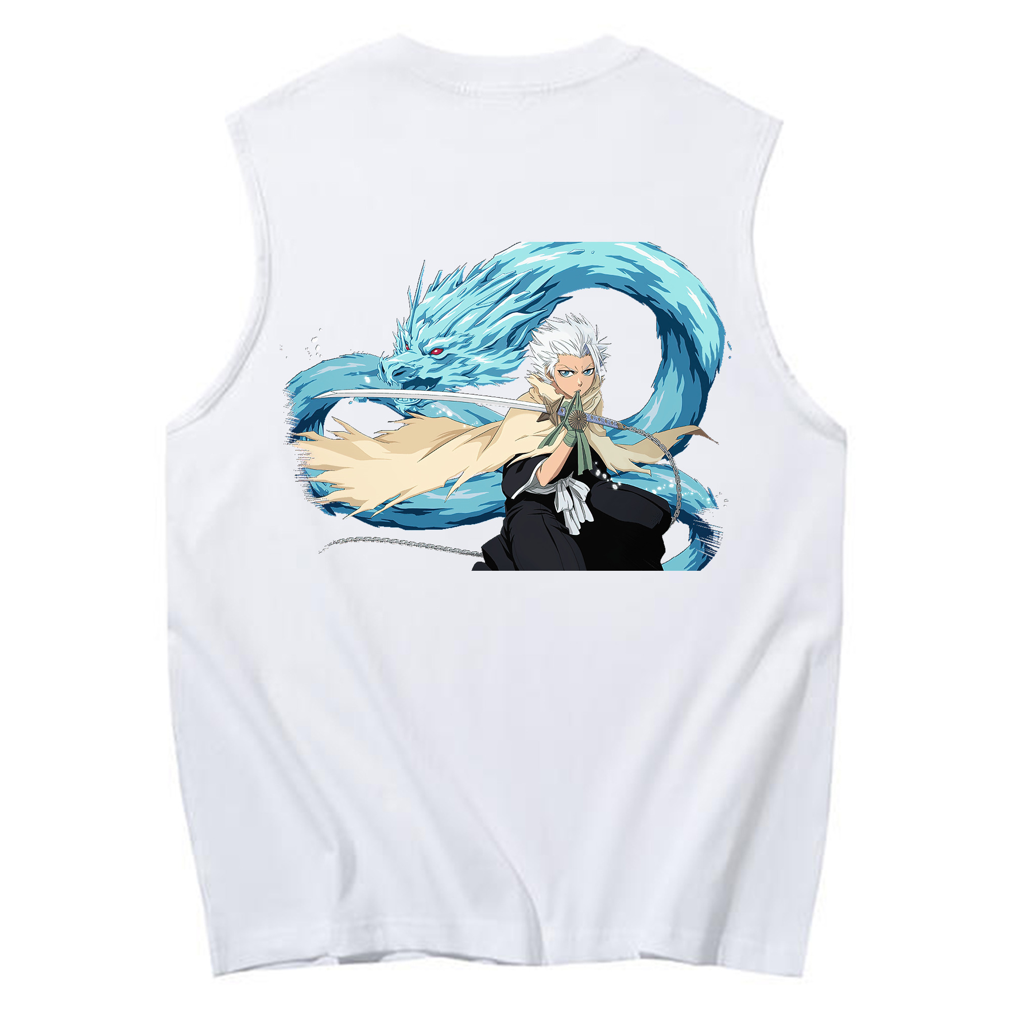 （画像用） ブリーチ 日番谷冬獅郎（ひつがや とうしろう） BLEACH Hitsugaya Toushirou コットン100％タンクトップ（背面プリント）