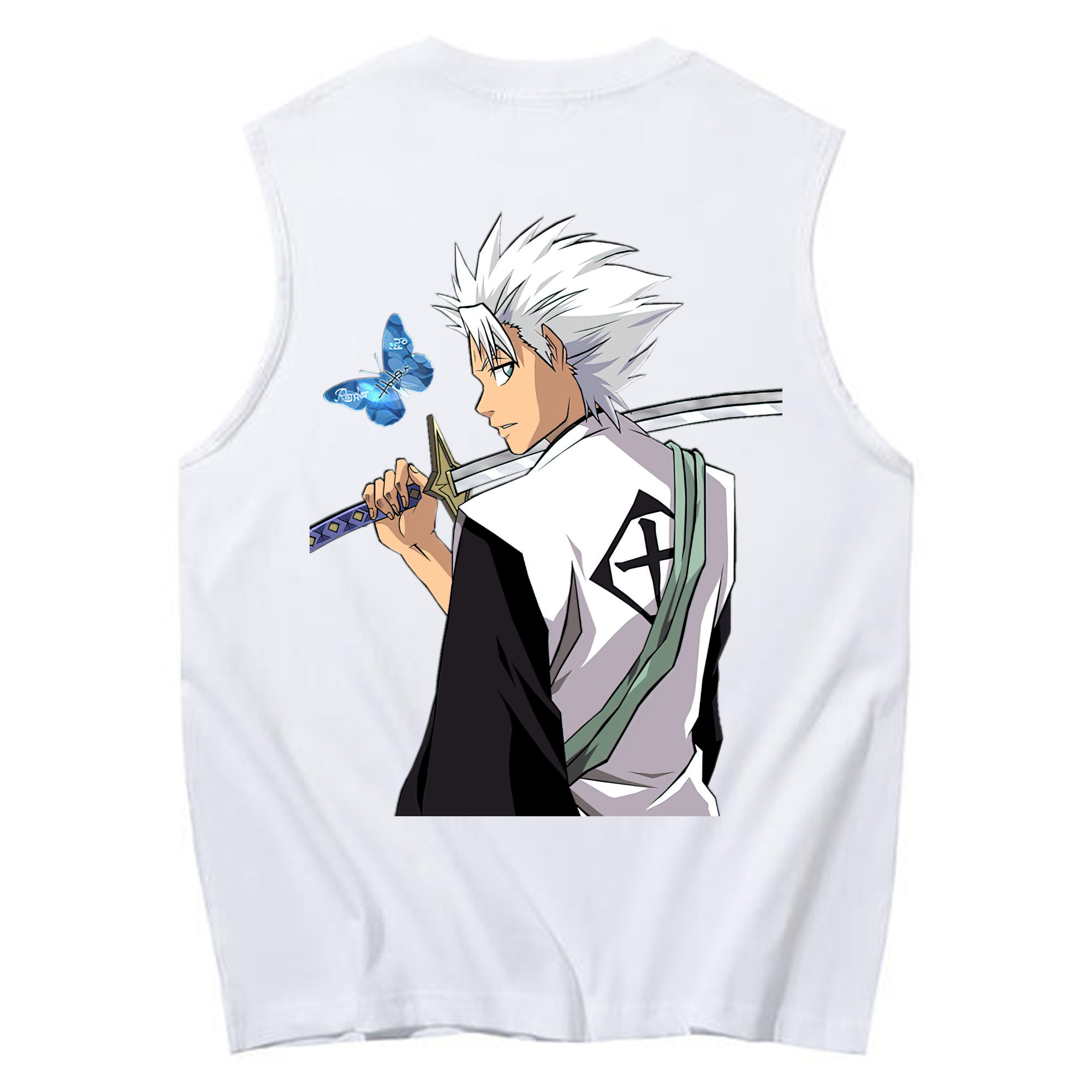 （画像用） ブリーチ 日番谷冬獅郎（ひつがや とうしろう） BLEACH Hitsugaya Toushirou コットン100％タンクトップ（背面プリント）