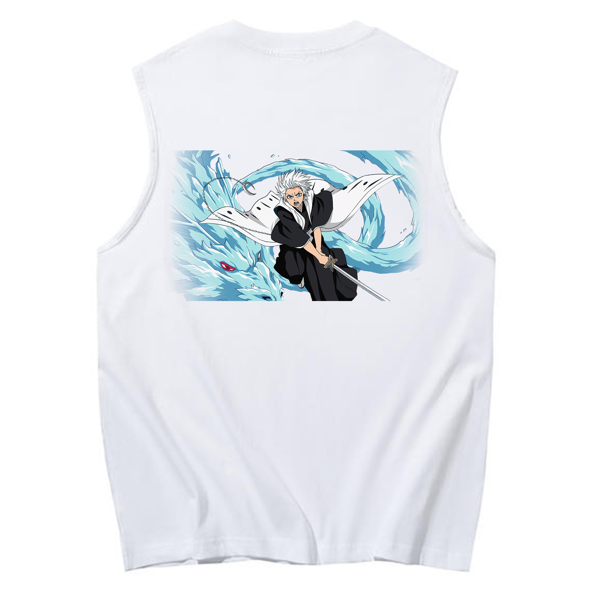（画像用） ブリーチ 日番谷冬獅郎（ひつがや とうしろう） BLEACH Hitsugaya Toushirou コットン100％タンクトップ（背面プリント）