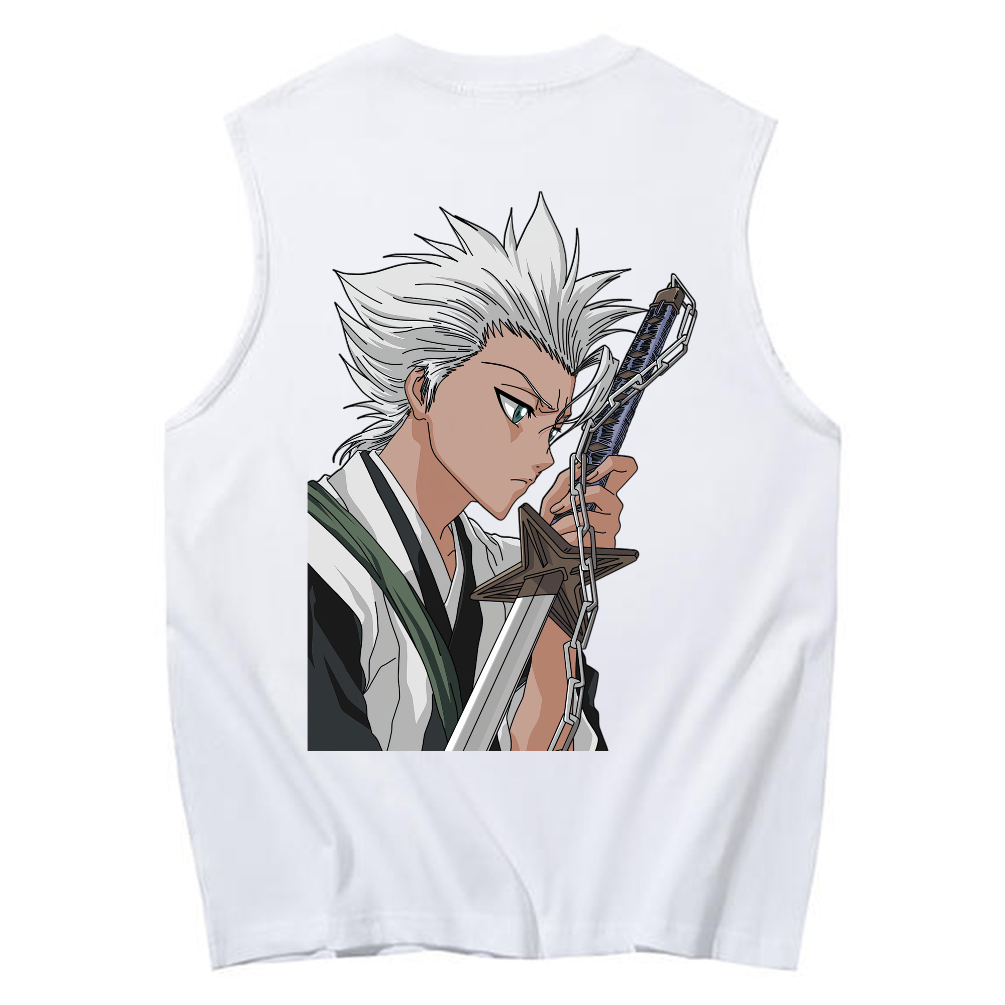 （画像用） ブリーチ 日番谷冬獅郎（ひつがや とうしろう） BLEACH Hitsugaya Toushirou コットン100％タンクトップ（背面プリント）