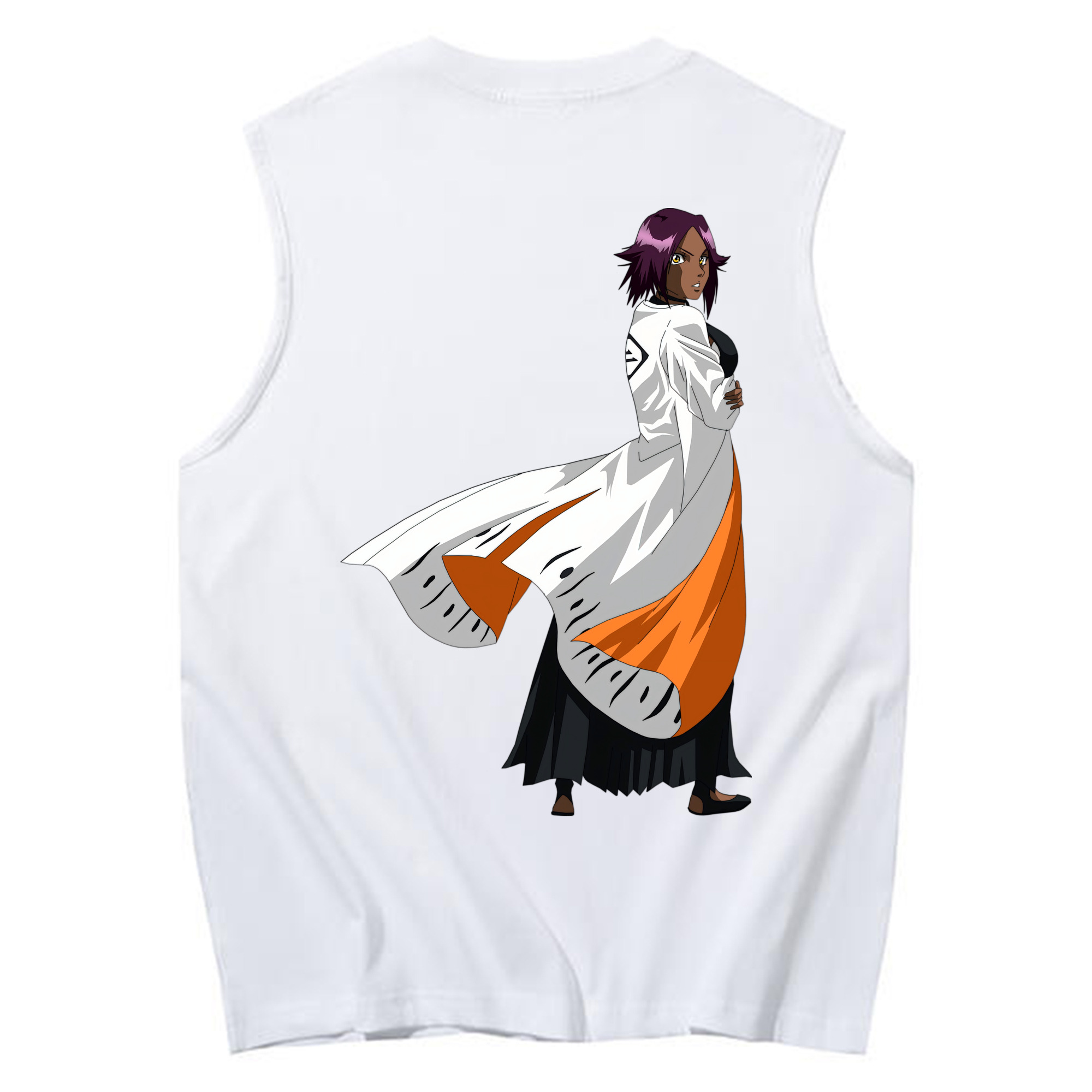 （画像用） ブリーチ 四楓院 夜一（しほういん よるいち） BLEACH Shihouin Yoruichi コットン100％タンクトップ（背面プリント）