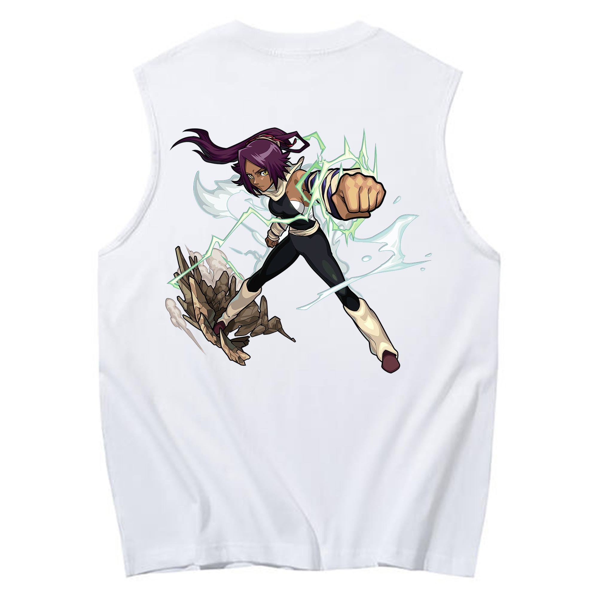 （画像用） ブリーチ 四楓院 夜一（しほういん よるいち） BLEACH Shihouin Yoruichi コットン100％タンクトップ（背面プリント）