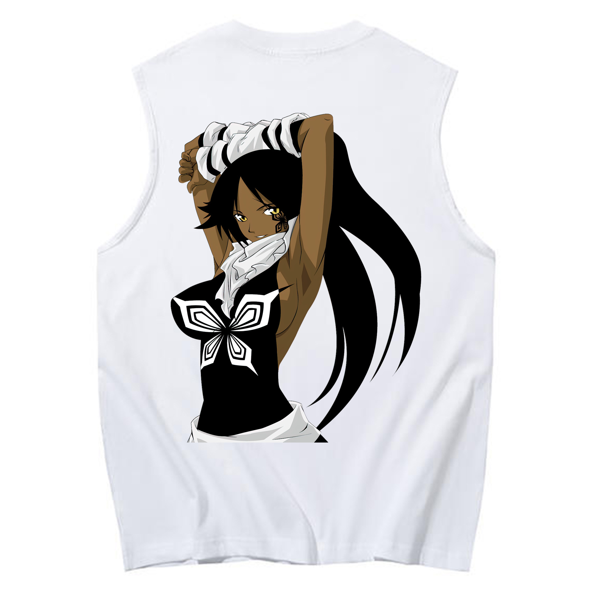 （画像用） ブリーチ 四楓院 夜一（しほういん よるいち） BLEACH Shihouin Yoruichi コットン100％タンクトップ（背面プリント）