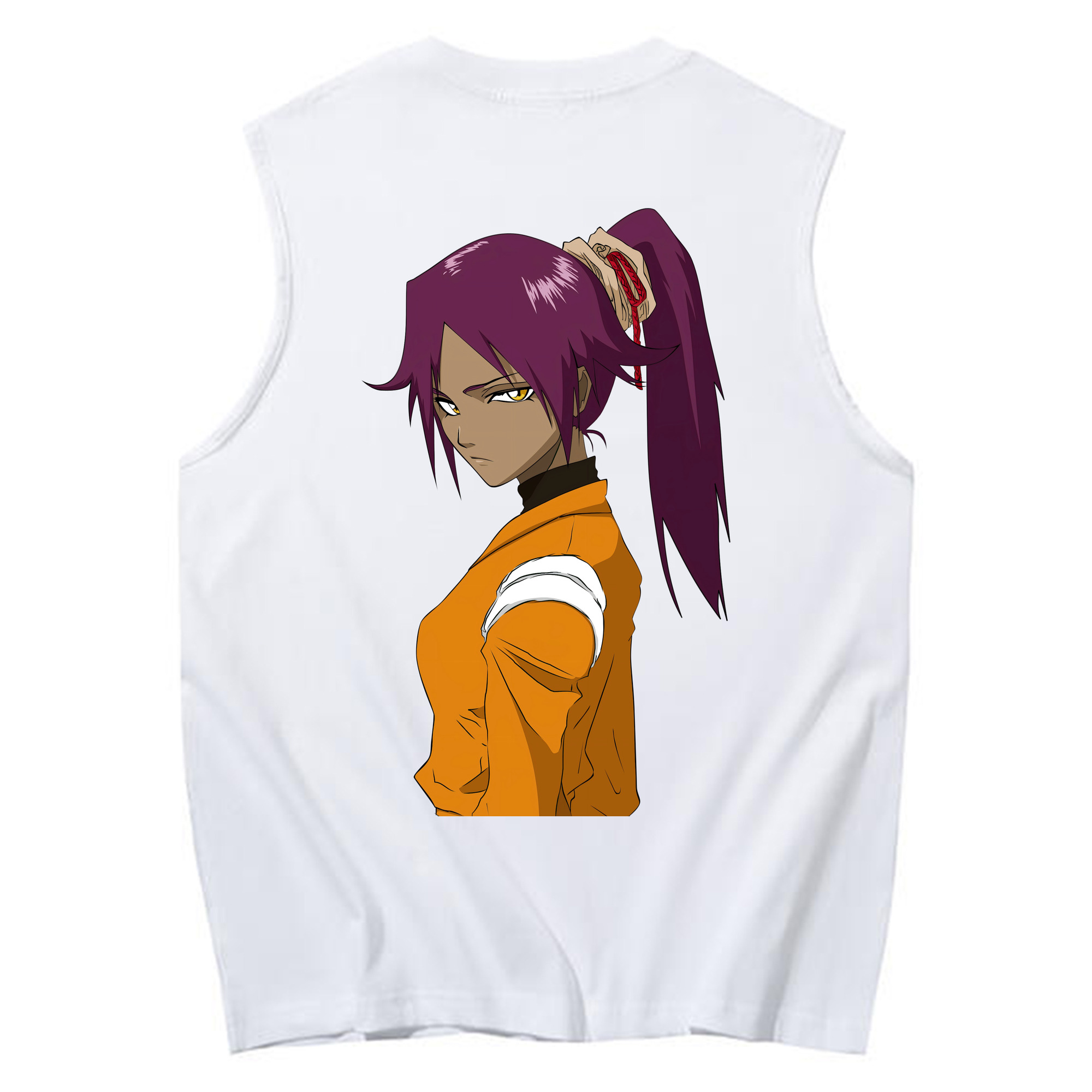 （画像用） ブリーチ 四楓院 夜一（しほういん よるいち） BLEACH Shihouin Yoruichi コットン100％タンクトップ（背面プリント）