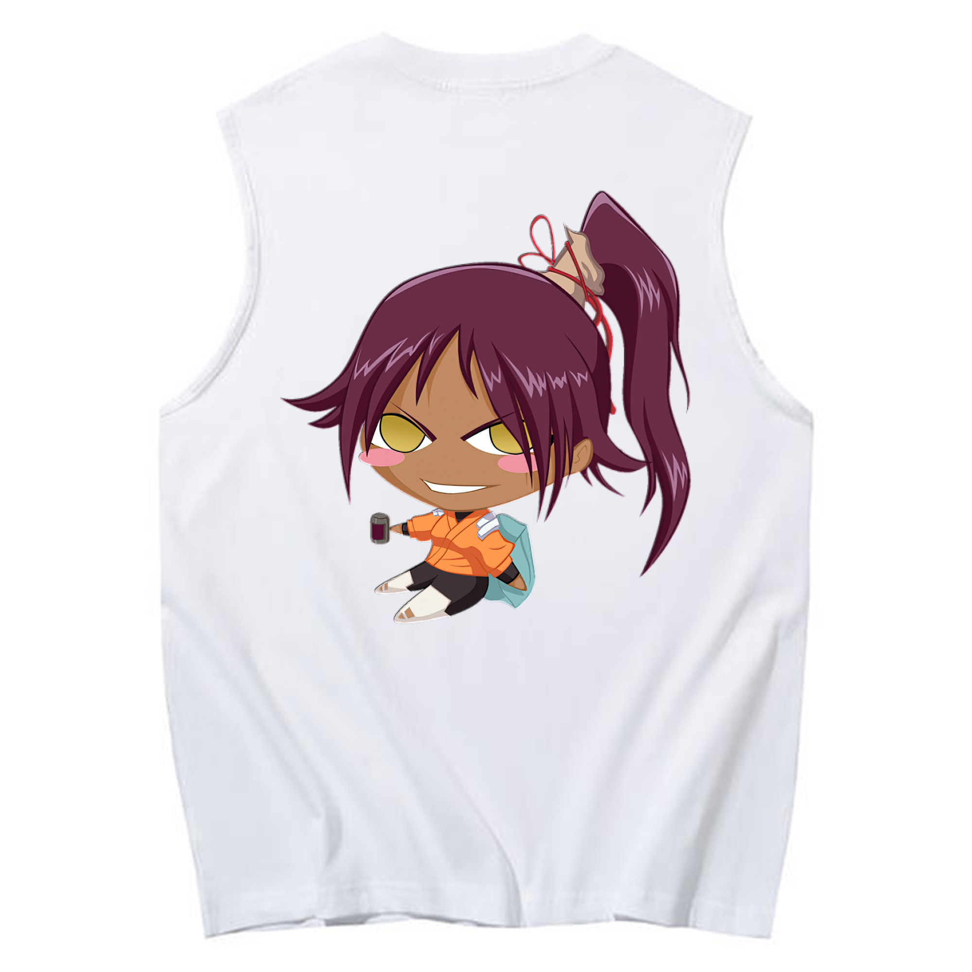 （画像用） ブリーチ 四楓院 夜一（しほういん よるいち） BLEACH Shihouin Yoruichi コットン100％タンクトップ（背面プリント）