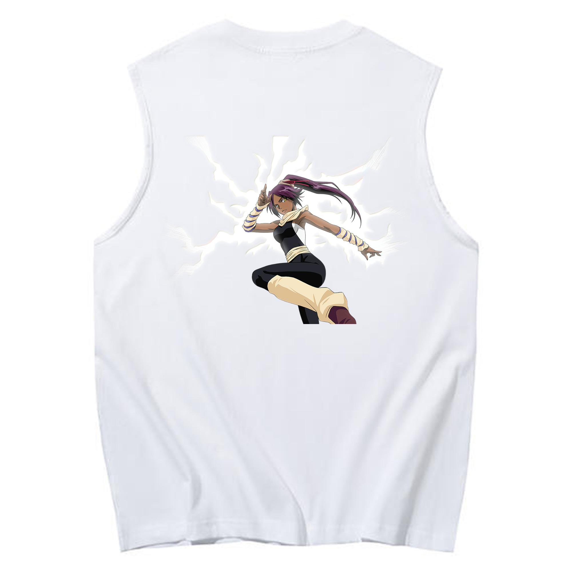 （画像用） ブリーチ 四楓院 夜一（しほういん よるいち） BLEACH Shihouin Yoruichi コットン100％タンクトップ（背面プリント）