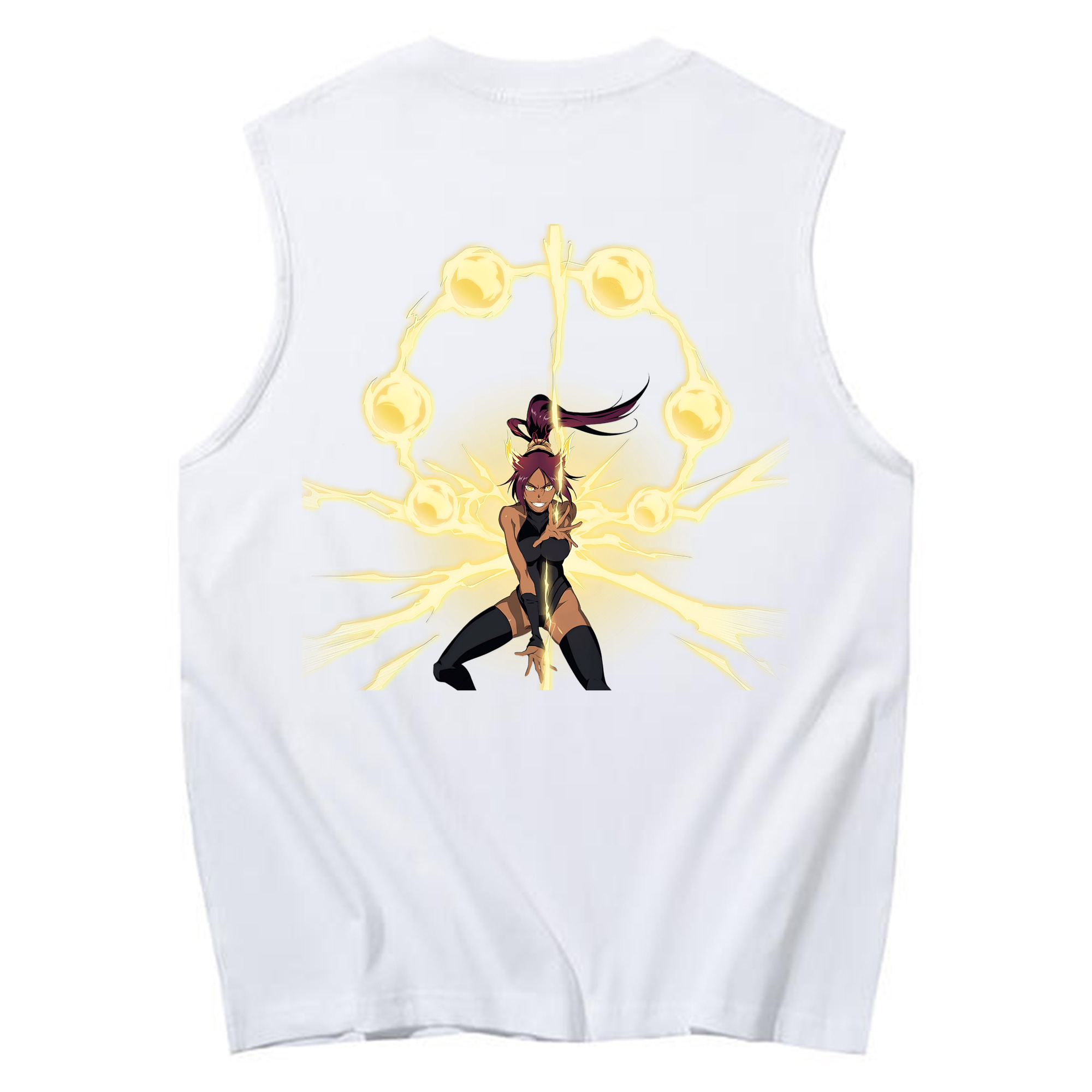 （画像用） ブリーチ 四楓院 夜一（しほういん よるいち） BLEACH Shihouin Yoruichi コットン100％タンクトップ（背面プリント）