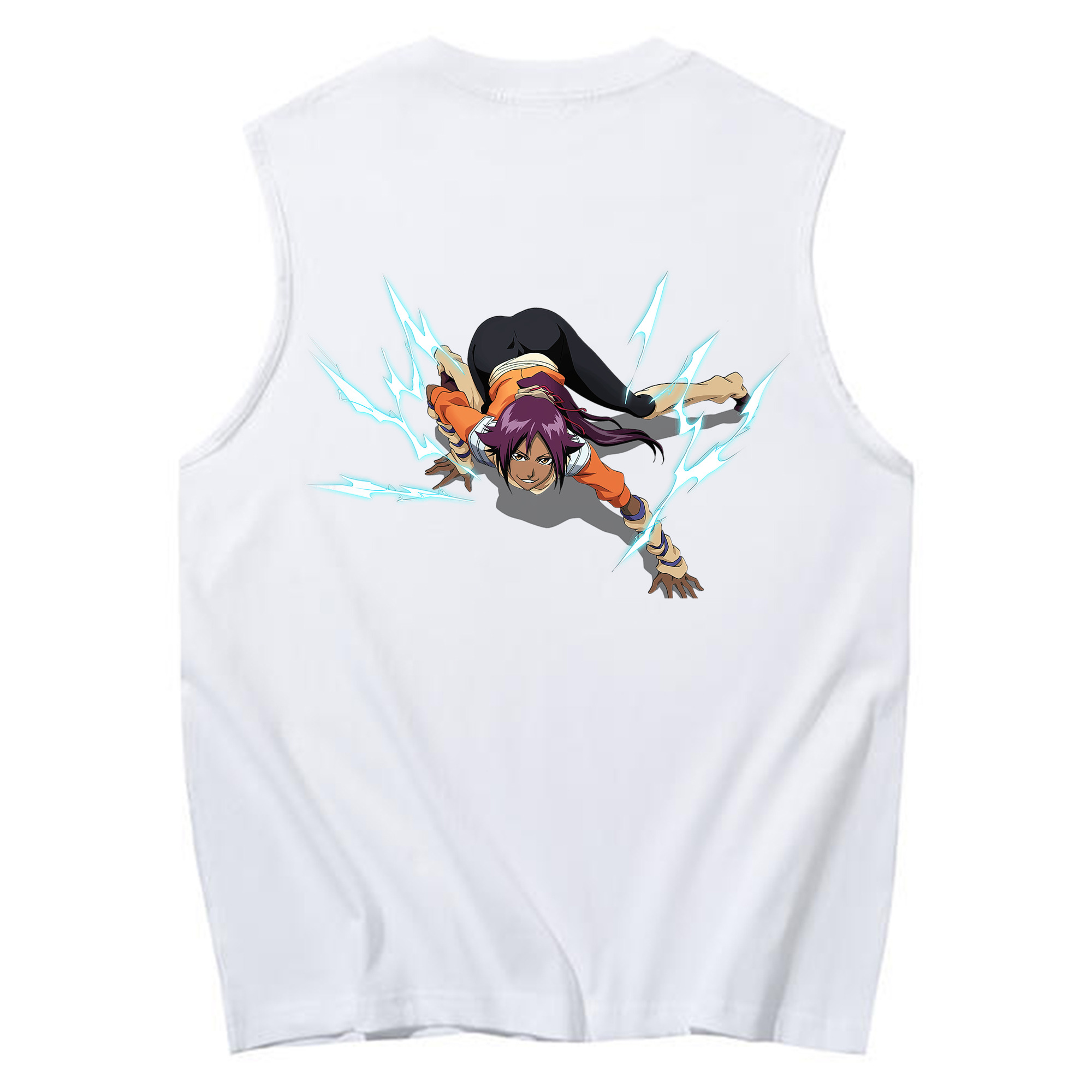 （画像用） ブリーチ 四楓院 夜一（しほういん よるいち） BLEACH Shihouin Yoruichi コットン100％タンクトップ（背面プリント）