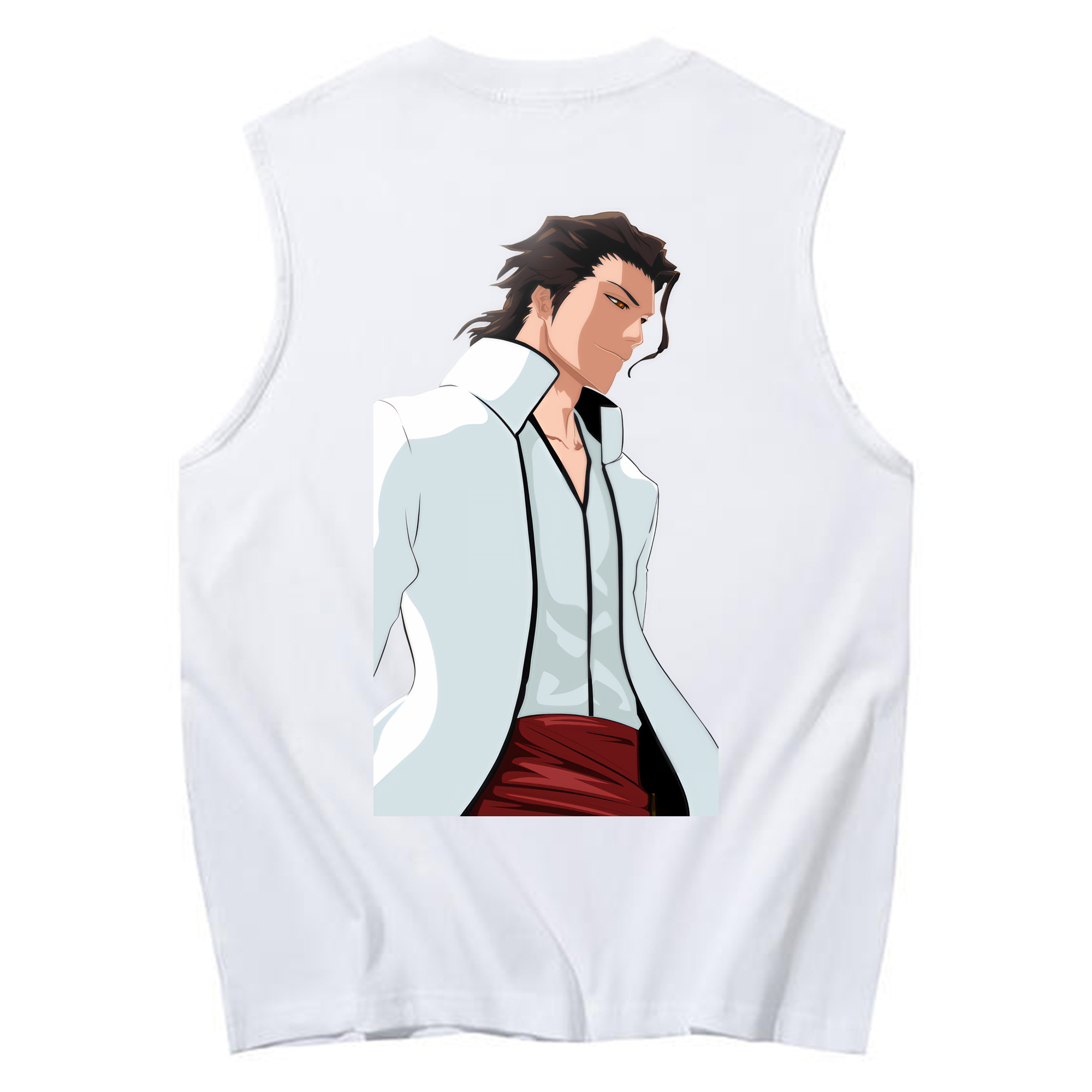 （画像用） ブリーチ 藍染 惣右介（あいぜん そうすけ） BLEACH Aizen Sousuke コットン100％タンクトップ（背面プリント）