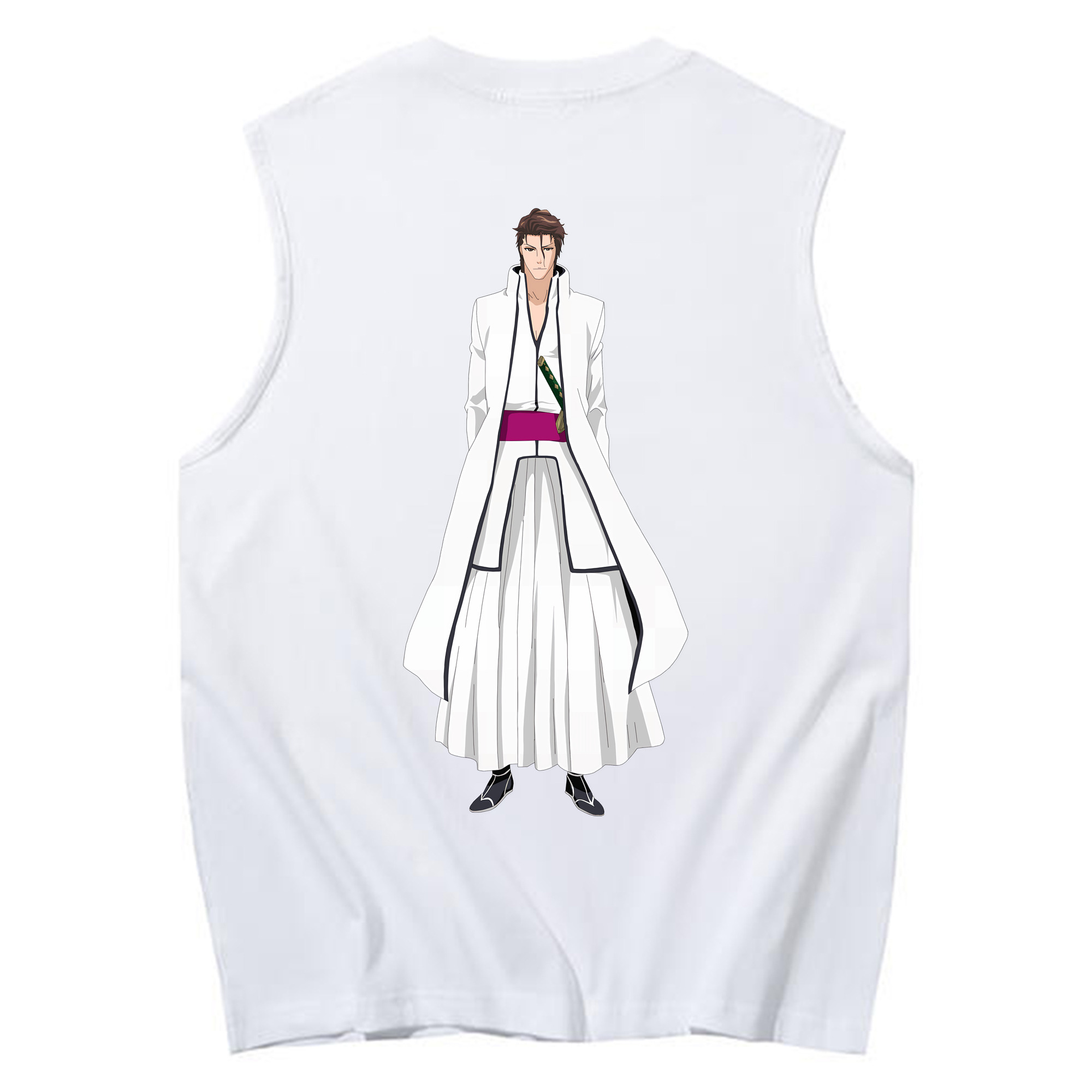 （画像用） ブリーチ 藍染 惣右介（あいぜん そうすけ） BLEACH Aizen Sousuke コットン100％タンクトップ（背面プリント）