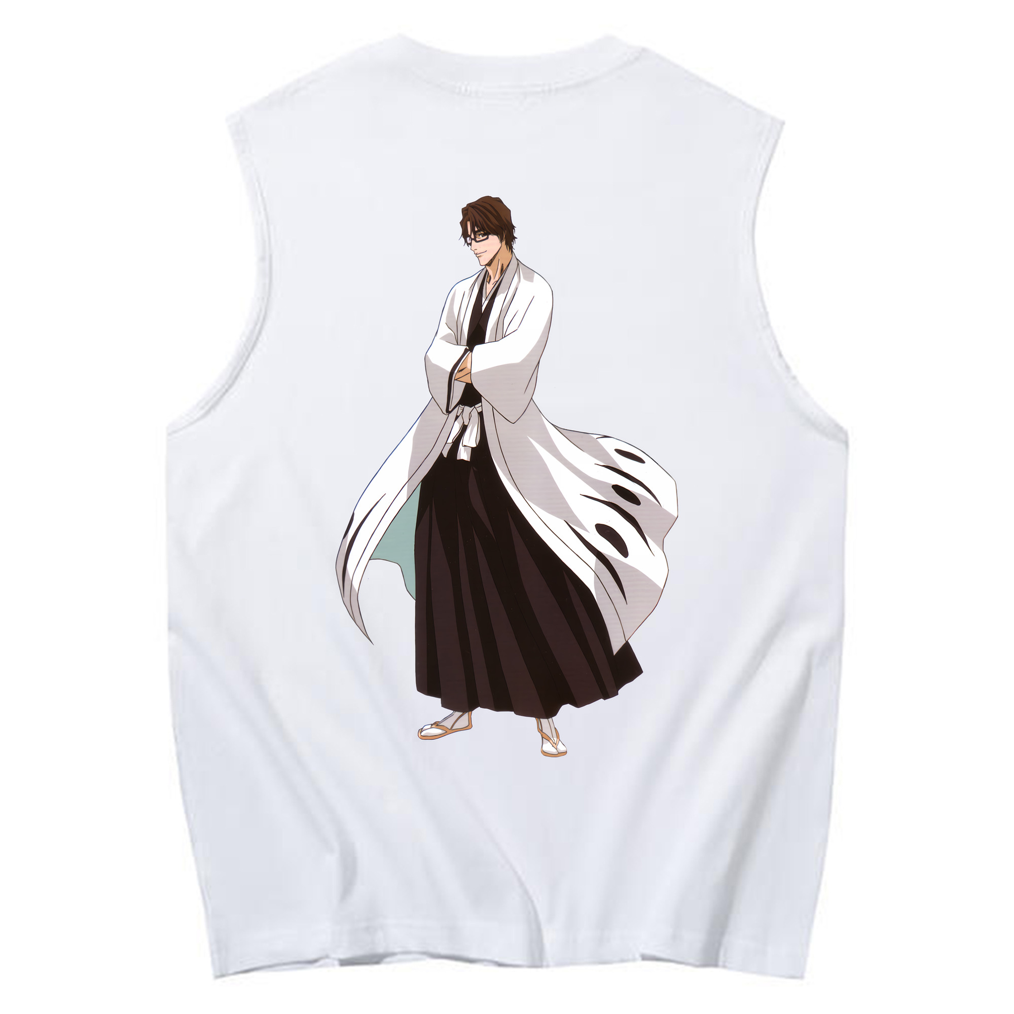 （画像用） ブリーチ 藍染 惣右介（あいぜん そうすけ） BLEACH Aizen Sousuke コットン100％タンクトップ（背面プリント）