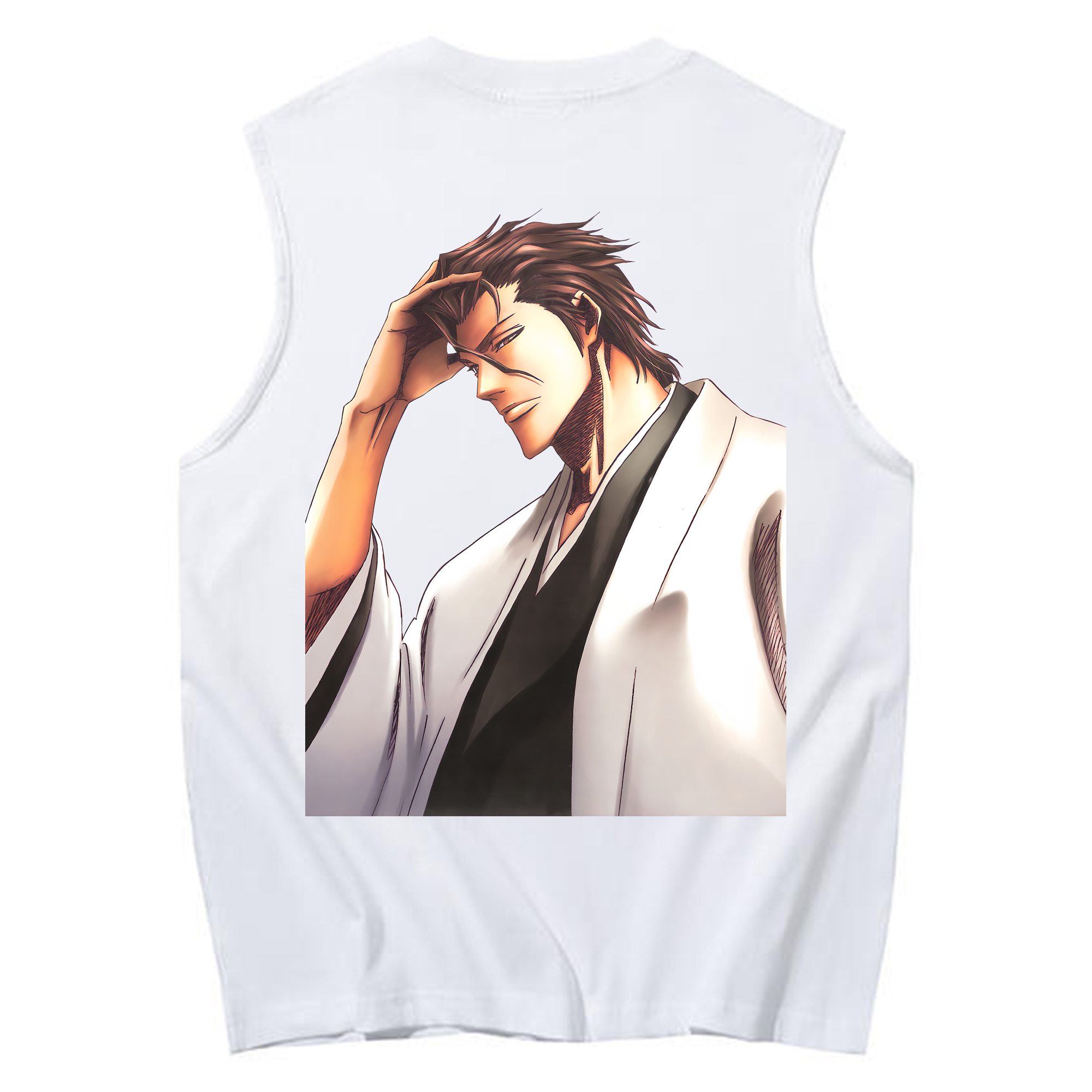 （画像用） ブリーチ 藍染 惣右介（あいぜん そうすけ） BLEACH Aizen Sousuke コットン100％タンクトップ（背面プリント）