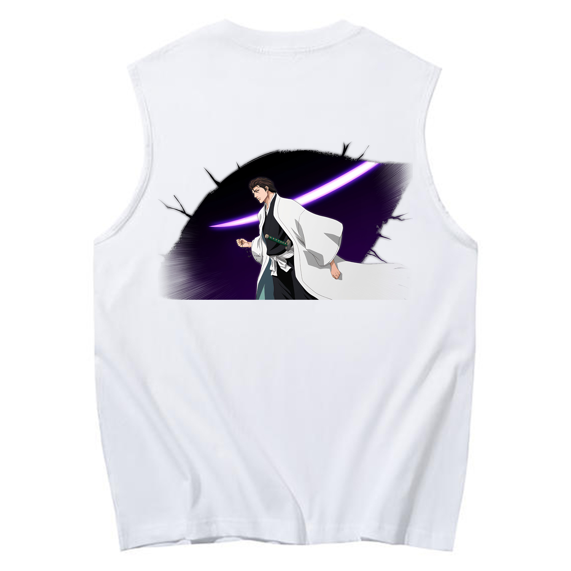 （画像用） ブリーチ 藍染 惣右介（あいぜん そうすけ） BLEACH Aizen Sousuke コットン100％タンクトップ（背面プリント）
