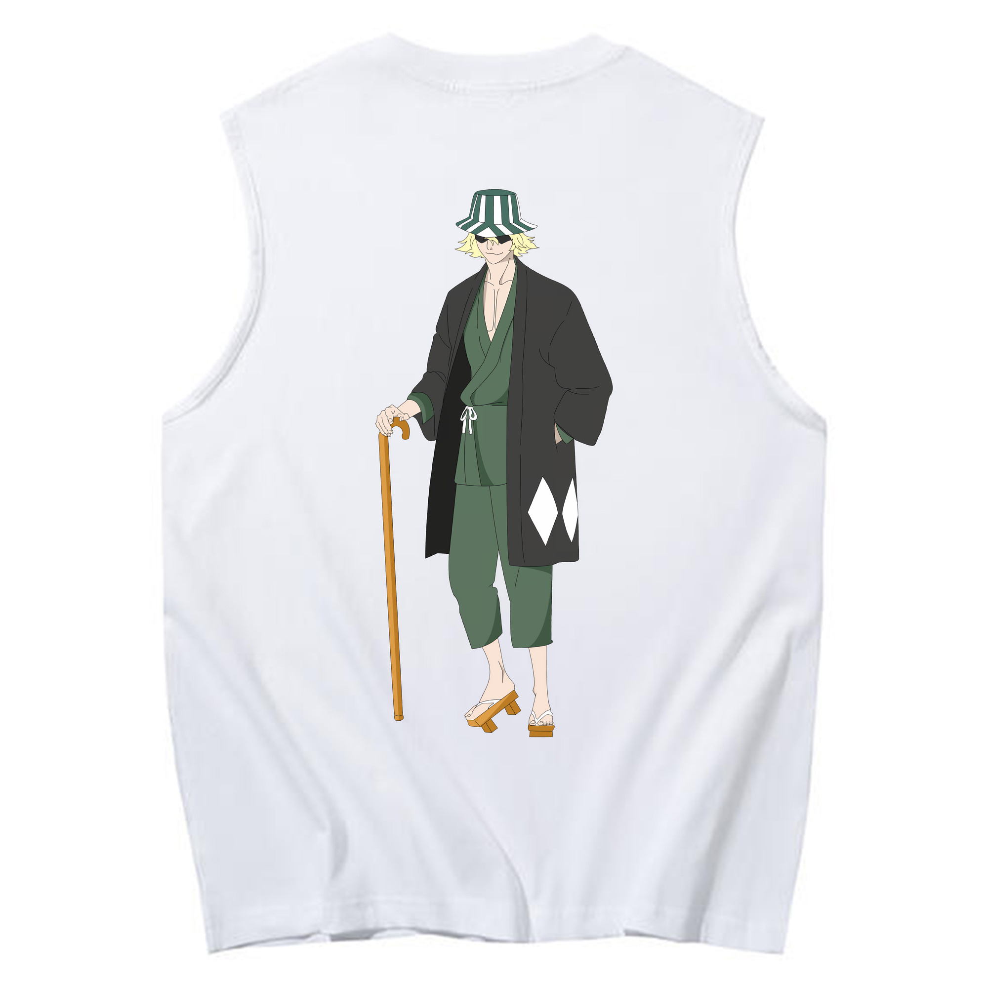 （画像用） "ブリーチ 浦原 喜助（うらはら きすけ） BLEACH Urahara Kisuke " コットン100％タンクトップ（背面プリント）