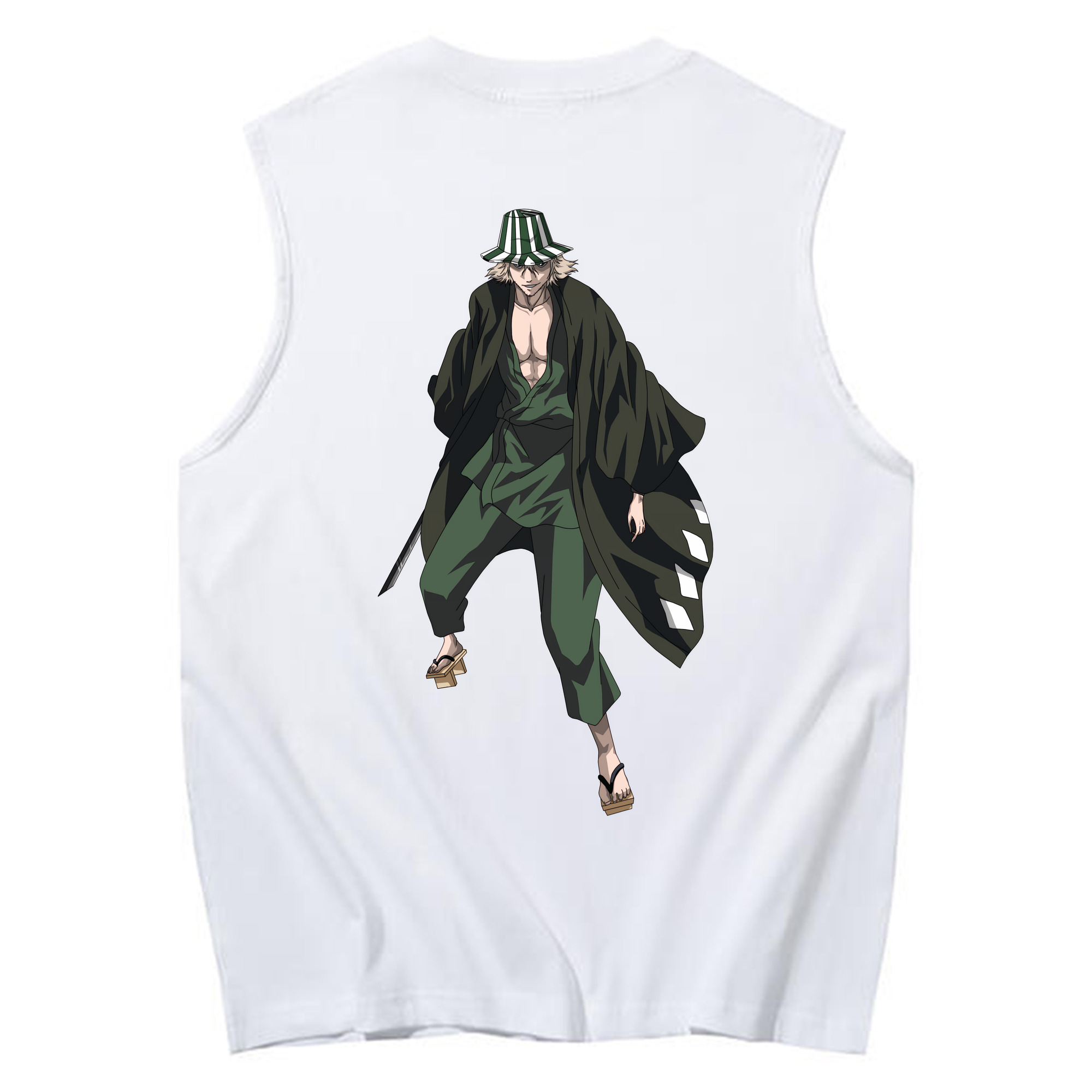 （画像用） "ブリーチ 浦原 喜助（うらはら きすけ） BLEACH Urahara Kisuke " コットン100％タンクトップ（背面プリント）