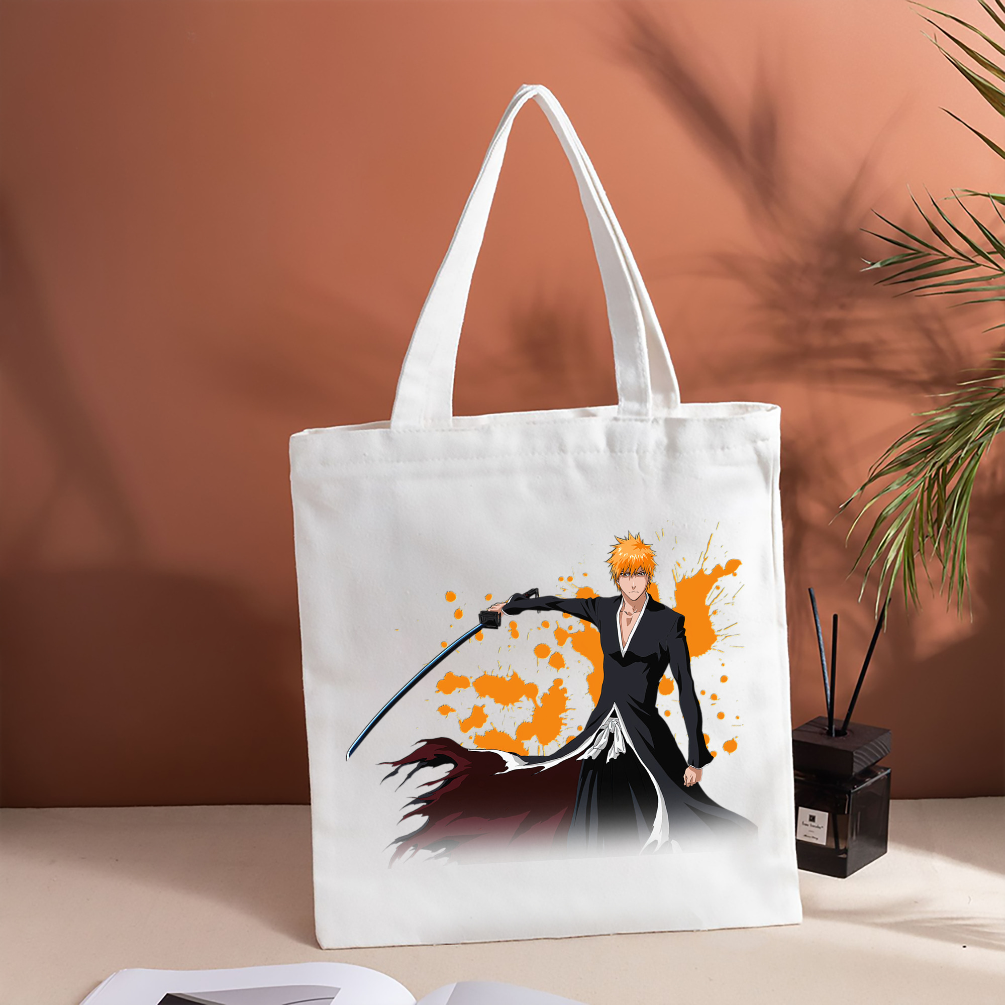 ブリーチ 黒崎一護（くろさき いちご）BLEACH Kurosaki Ichigo 縦型キャンバス生地手提げバッグ　トートバッグ
