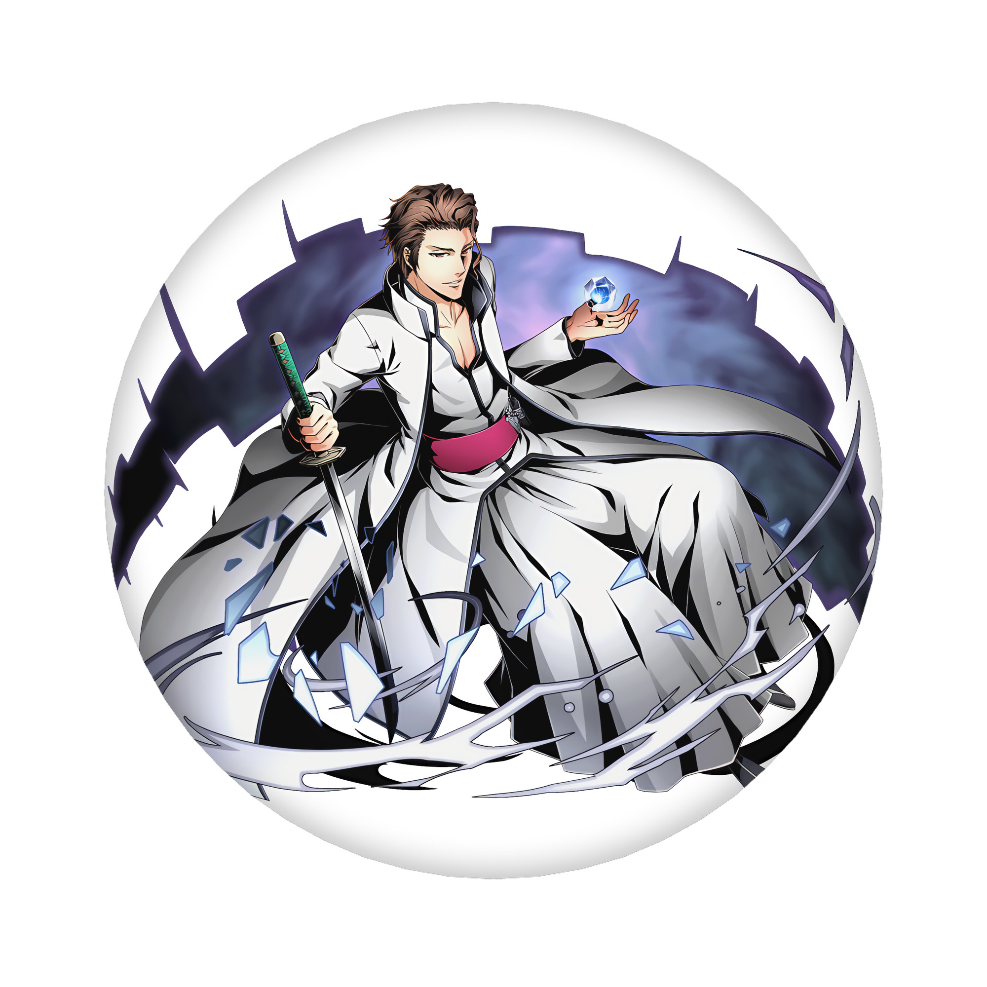 （画像用） ブリーチ 藍染 惣右介（あいぜん そうすけ） BLEACH Aizen Sousuke 6cm 缶バッジ 複数セット