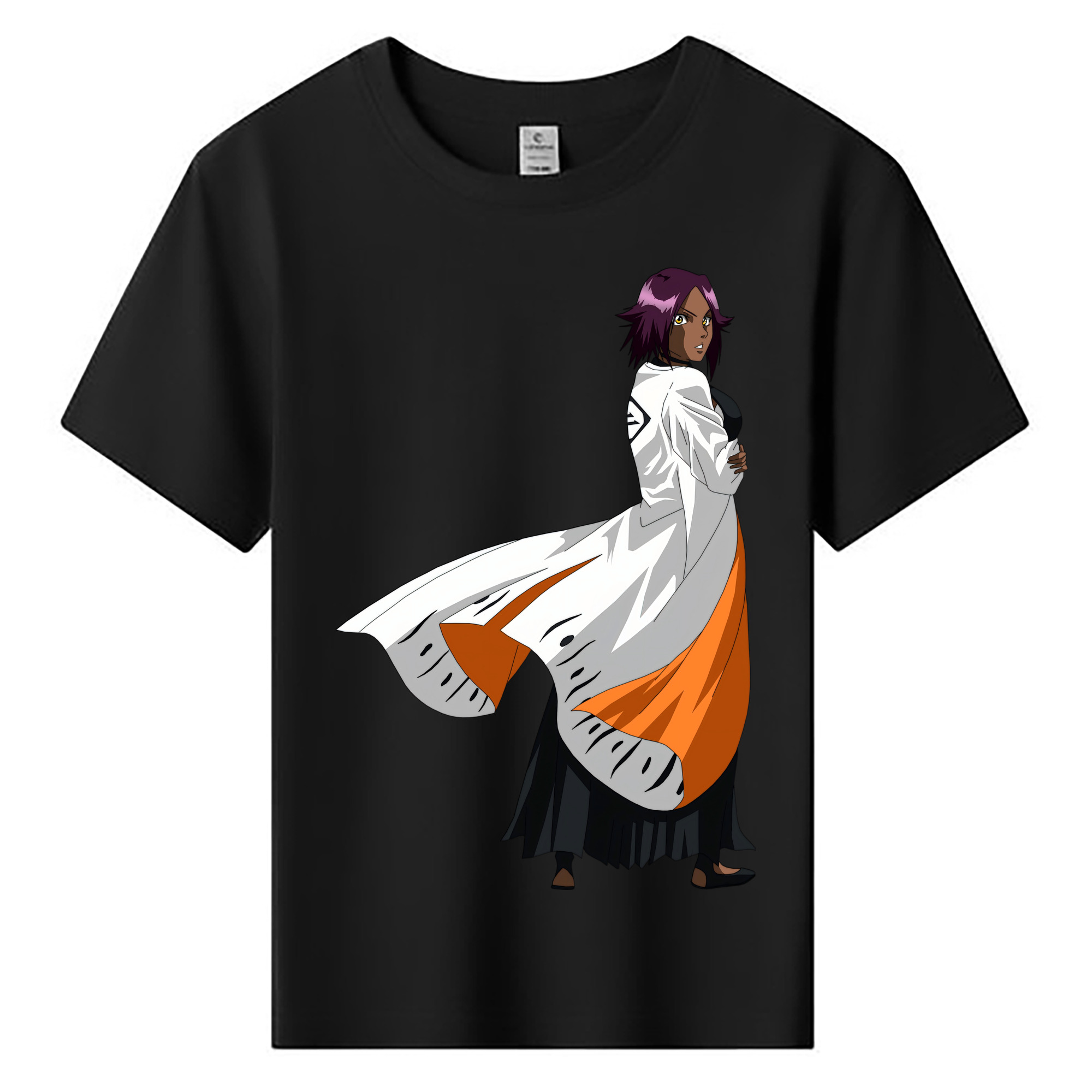 （画像用） ブリーチ 四楓院 夜一（しほういん よるいち） BLEACH Shihouin Yoruichi 綿100％キッズTシャツ（フロントプリント）