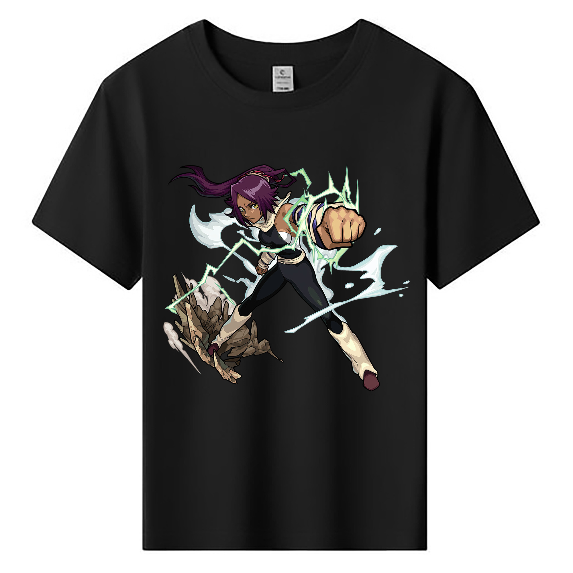 （画像用） ブリーチ 四楓院 夜一（しほういん よるいち） BLEACH Shihouin Yoruichi 綿100％キッズTシャツ（フロントプリント）