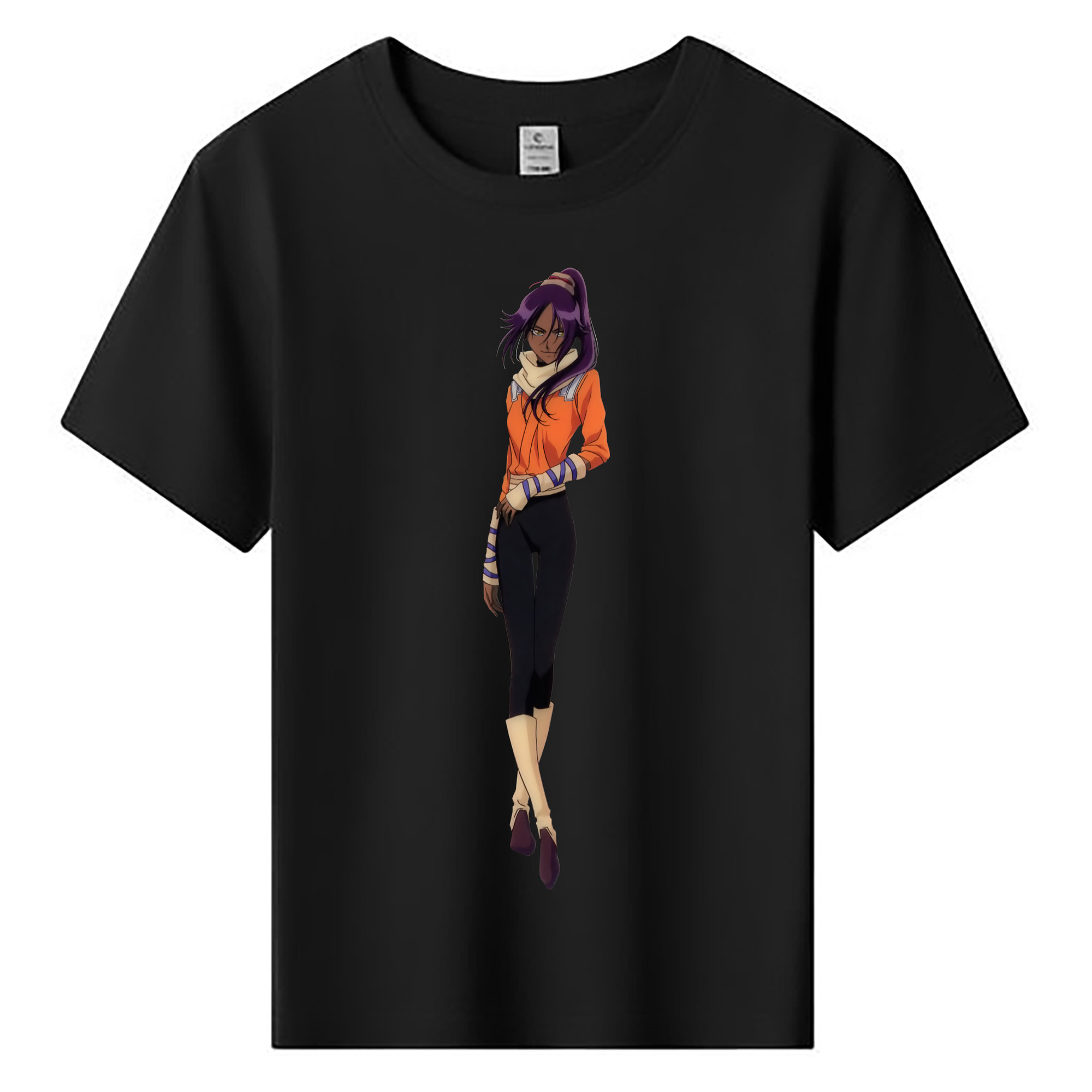 （画像用） ブリーチ 四楓院 夜一（しほういん よるいち） BLEACH Shihouin Yoruichi 綿100％キッズTシャツ（フロントプリント）