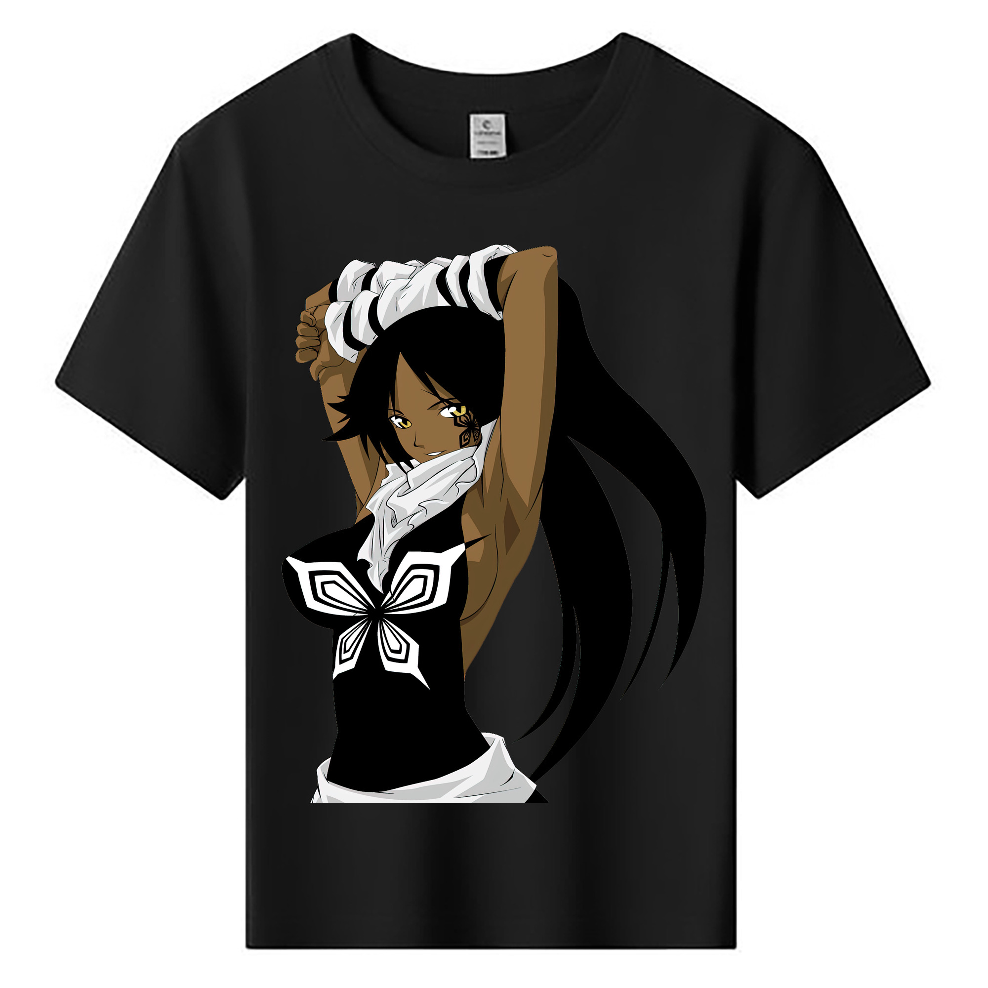 （画像用） ブリーチ 四楓院 夜一（しほういん よるいち） BLEACH Shihouin Yoruichi 綿100％キッズTシャツ（フロントプリント）