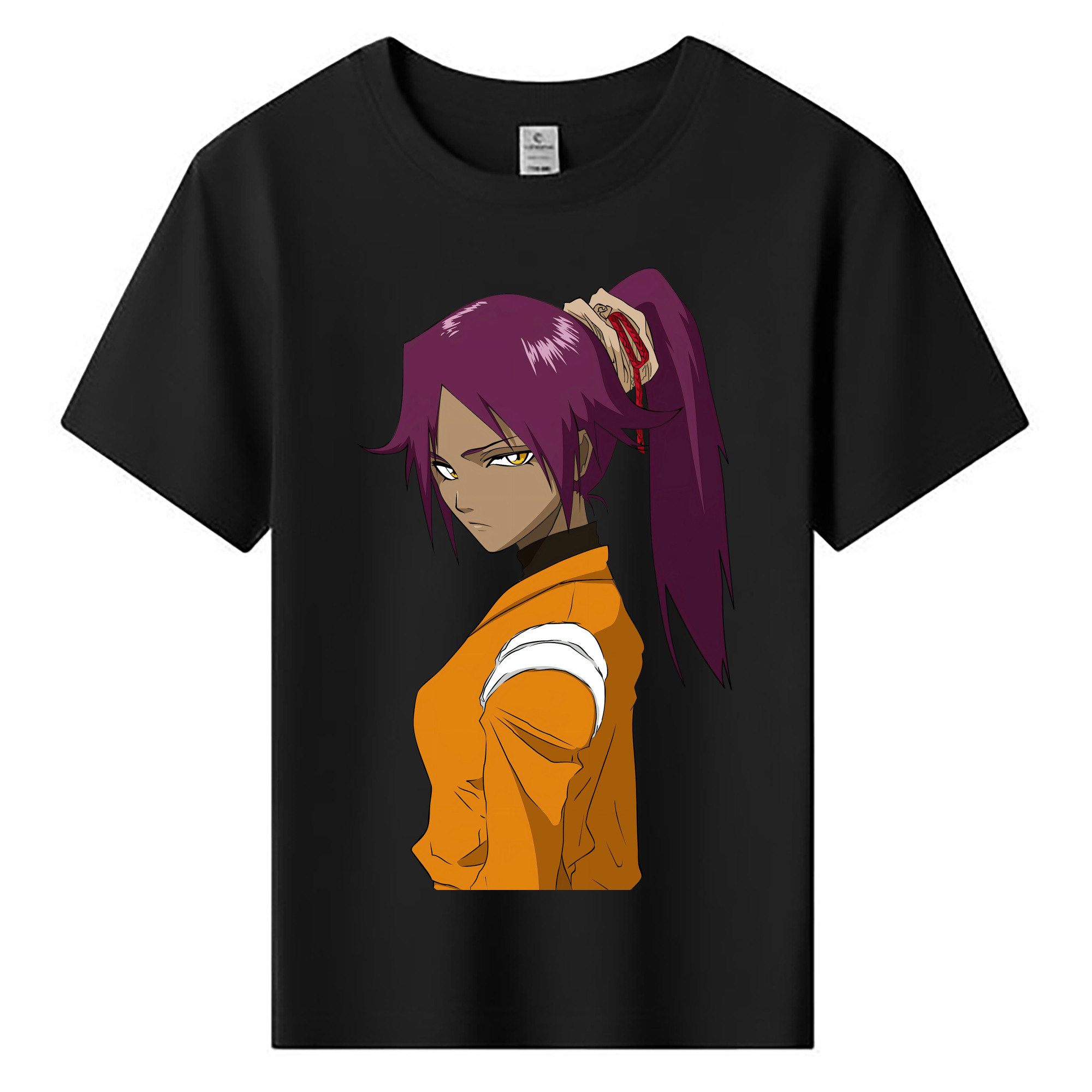 （画像用） ブリーチ 四楓院 夜一（しほういん よるいち） BLEACH Shihouin Yoruichi 綿100％キッズTシャツ（フロントプリント）